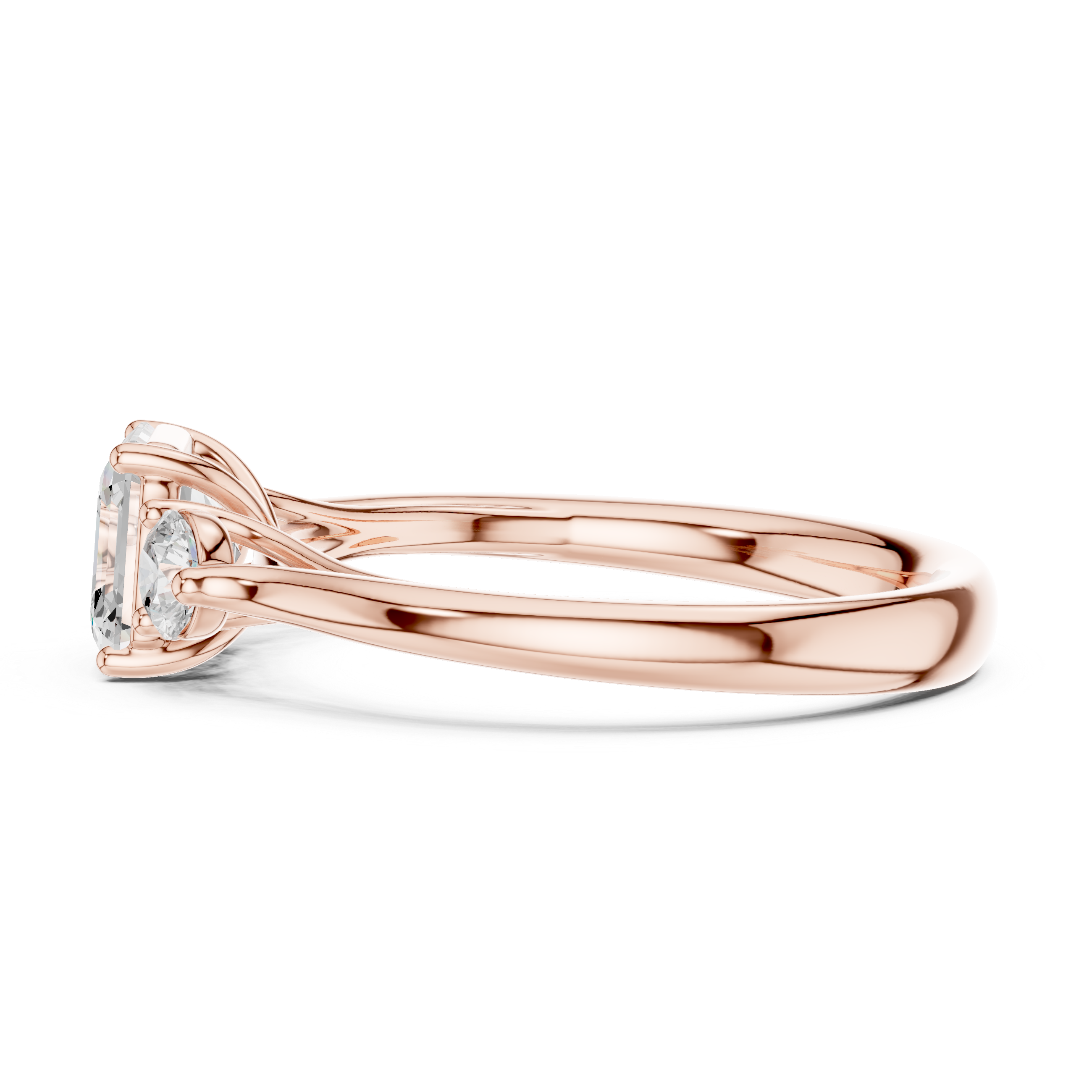 Asscher Three Stone Engagement Ring
