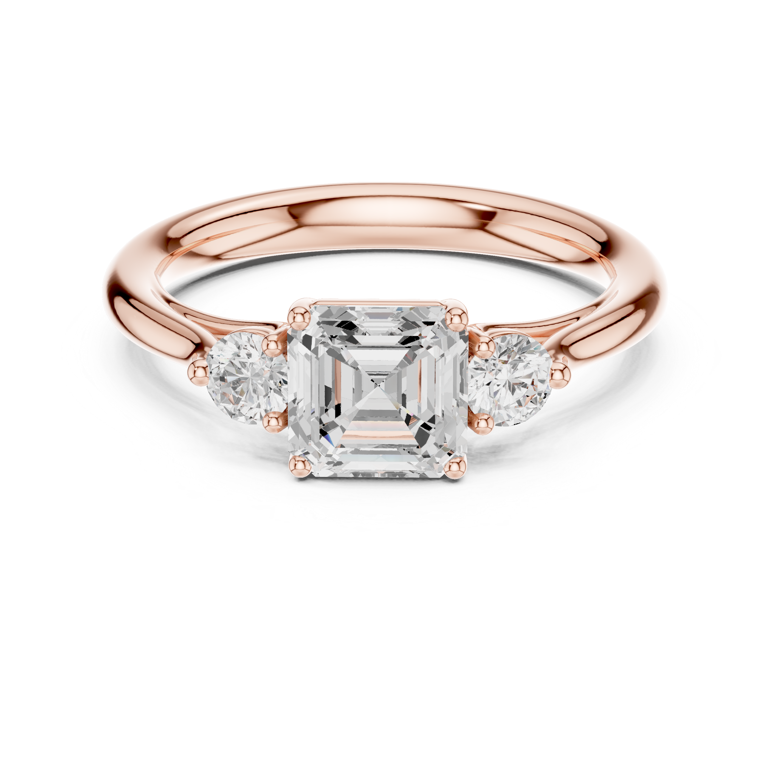 Asscher Three Stone Engagement Ring