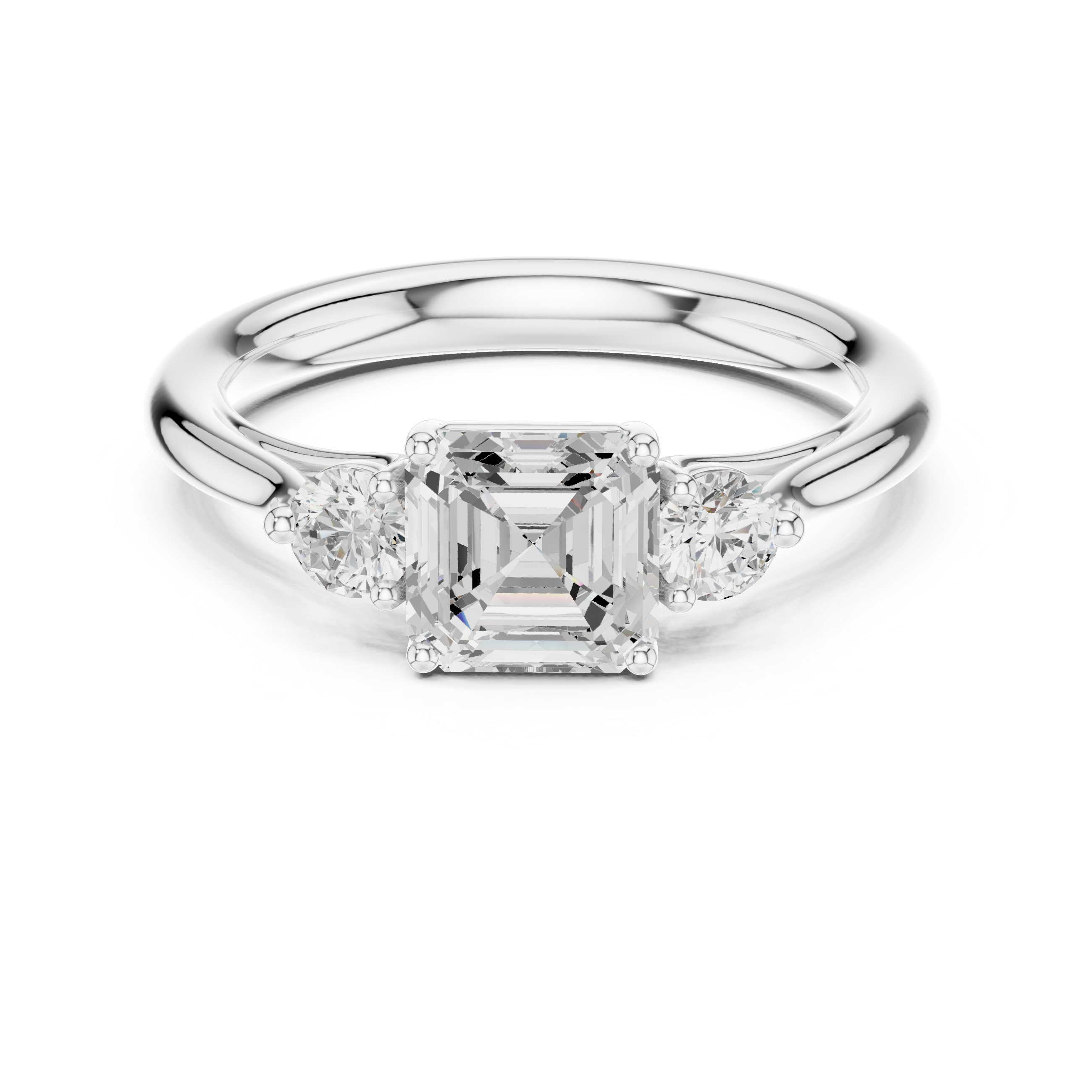 Asscher Three Stone Engagement Ring