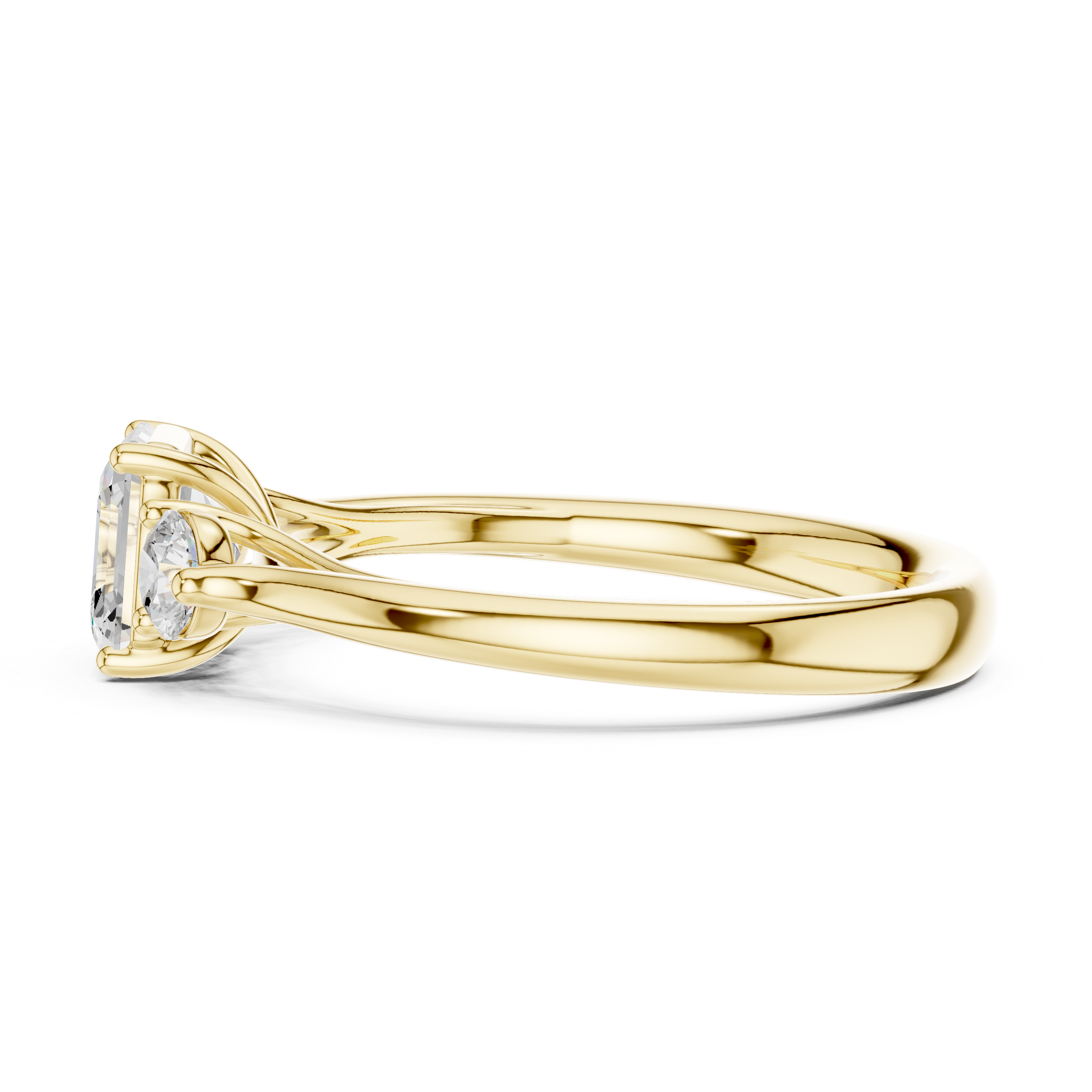 Asscher Three Stone Engagement Ring
