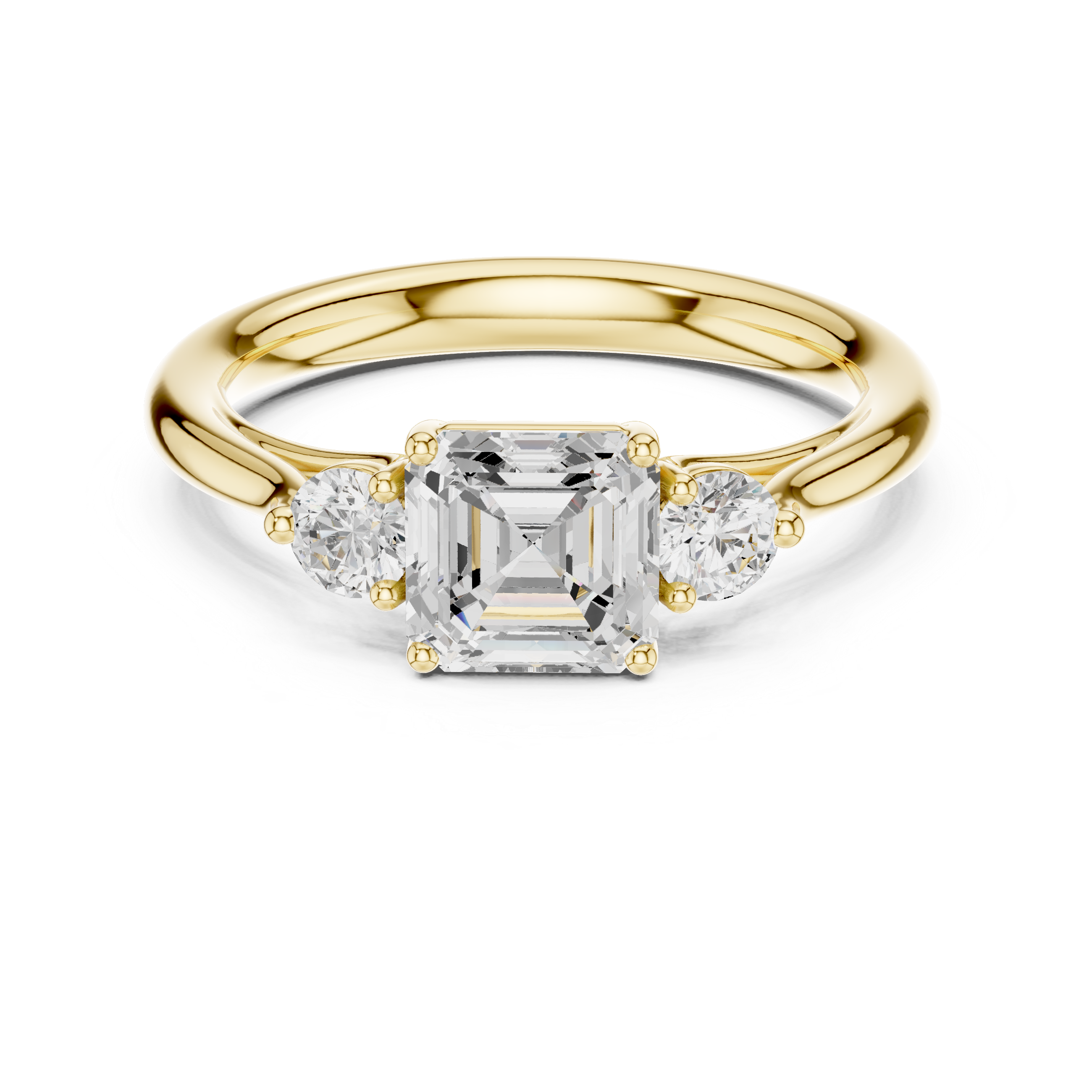 Asscher Three Stone Engagement Ring