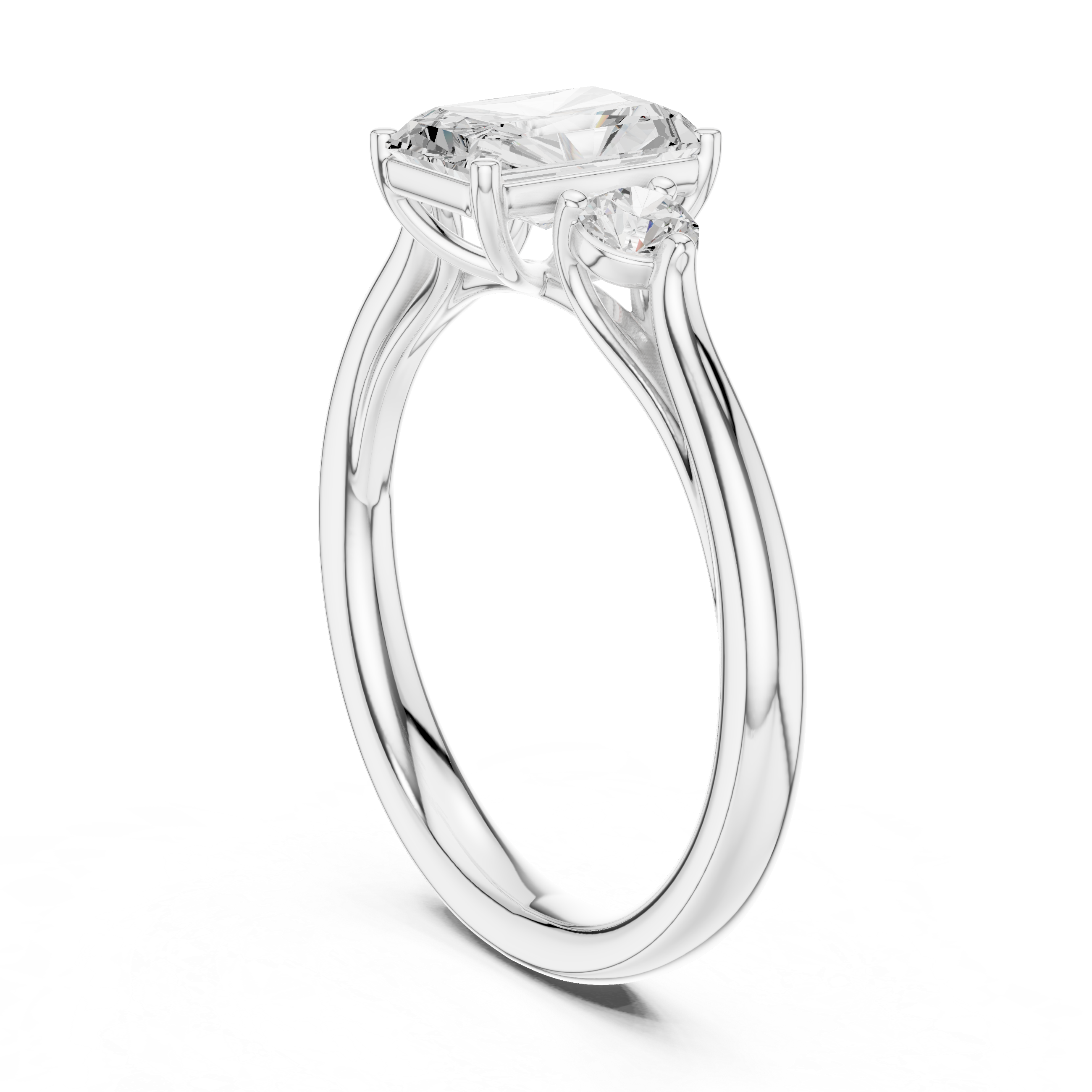 Radiant Three Stone Engagement Ring