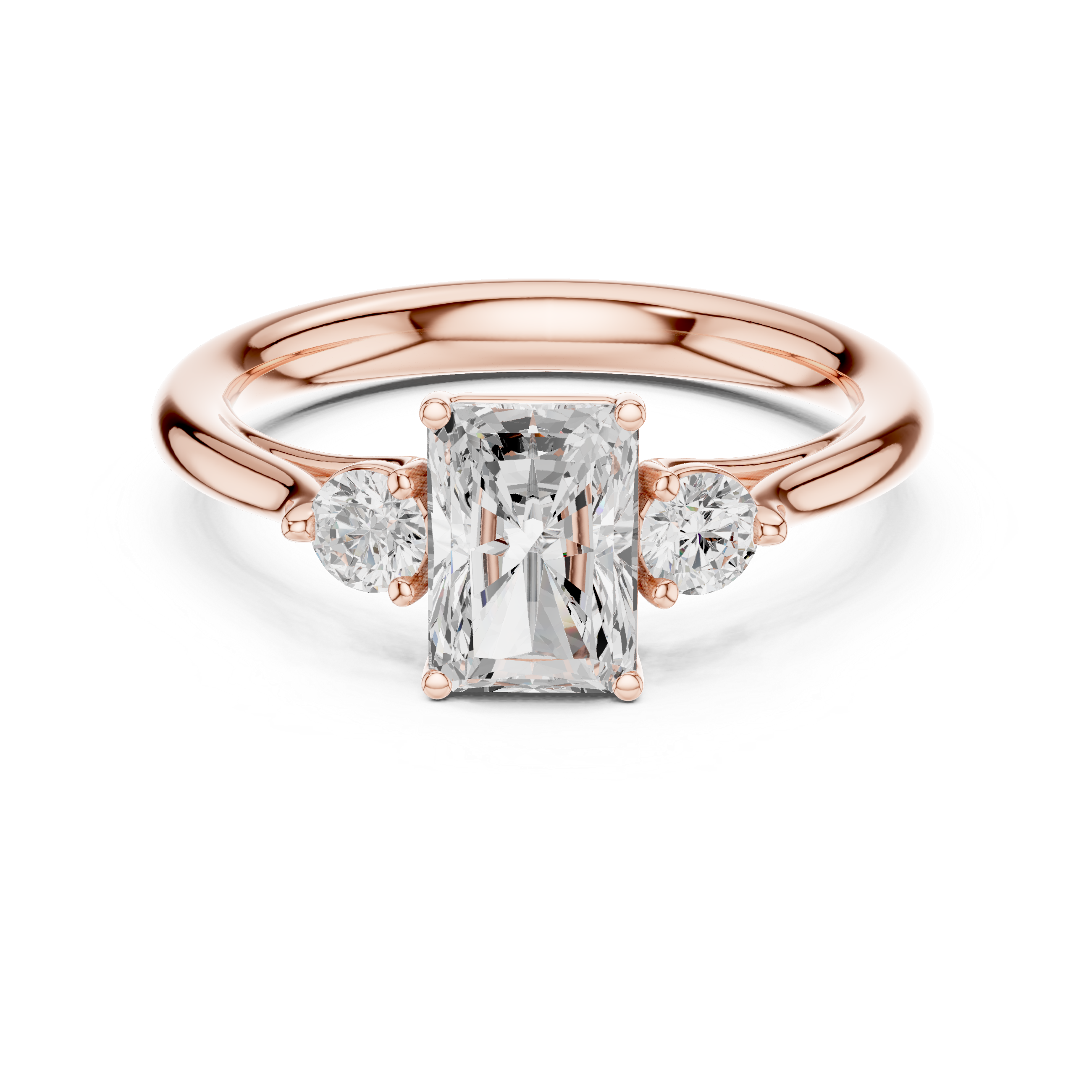 Radiant Three Stone Engagement Ring