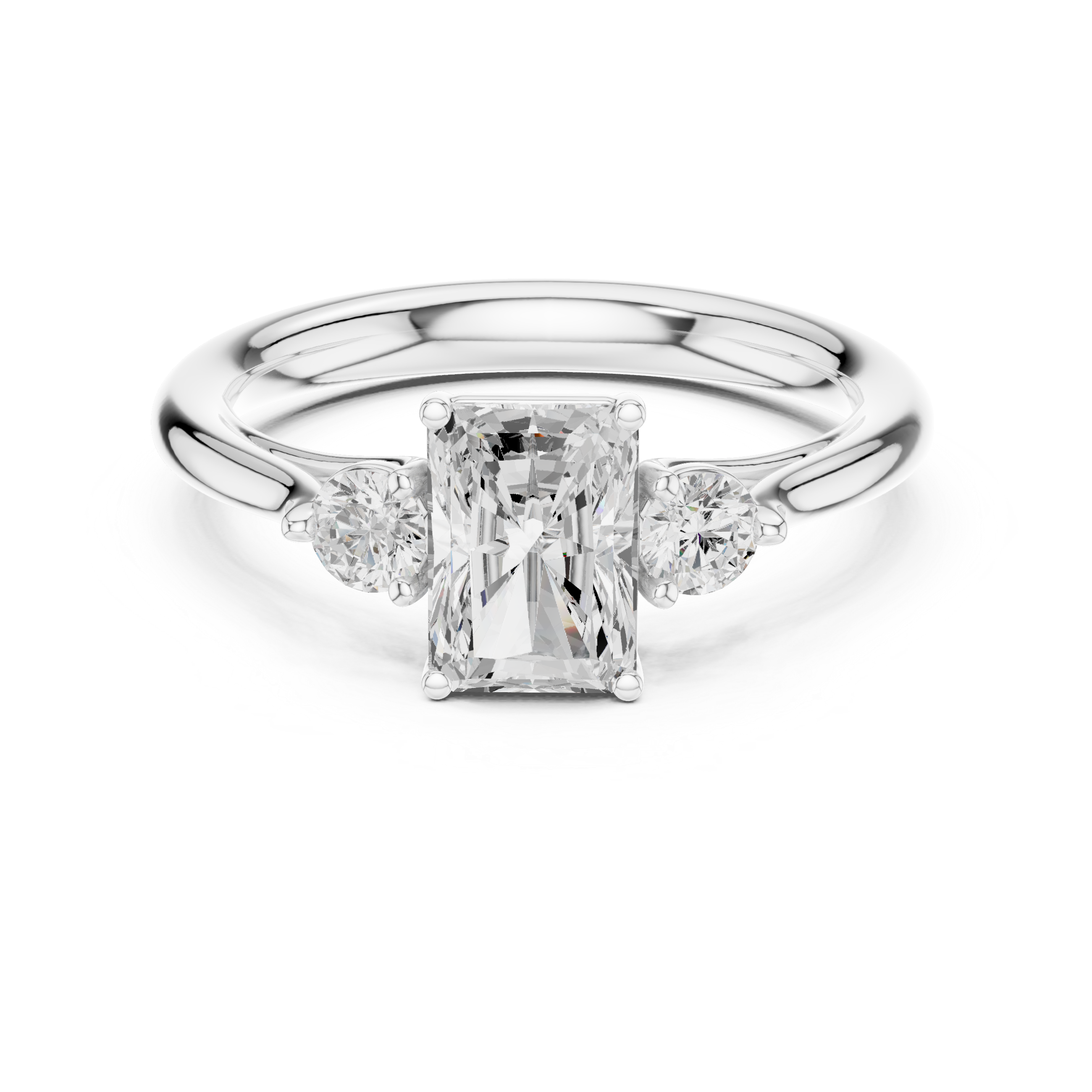 Radiant Three Stone Engagement Ring