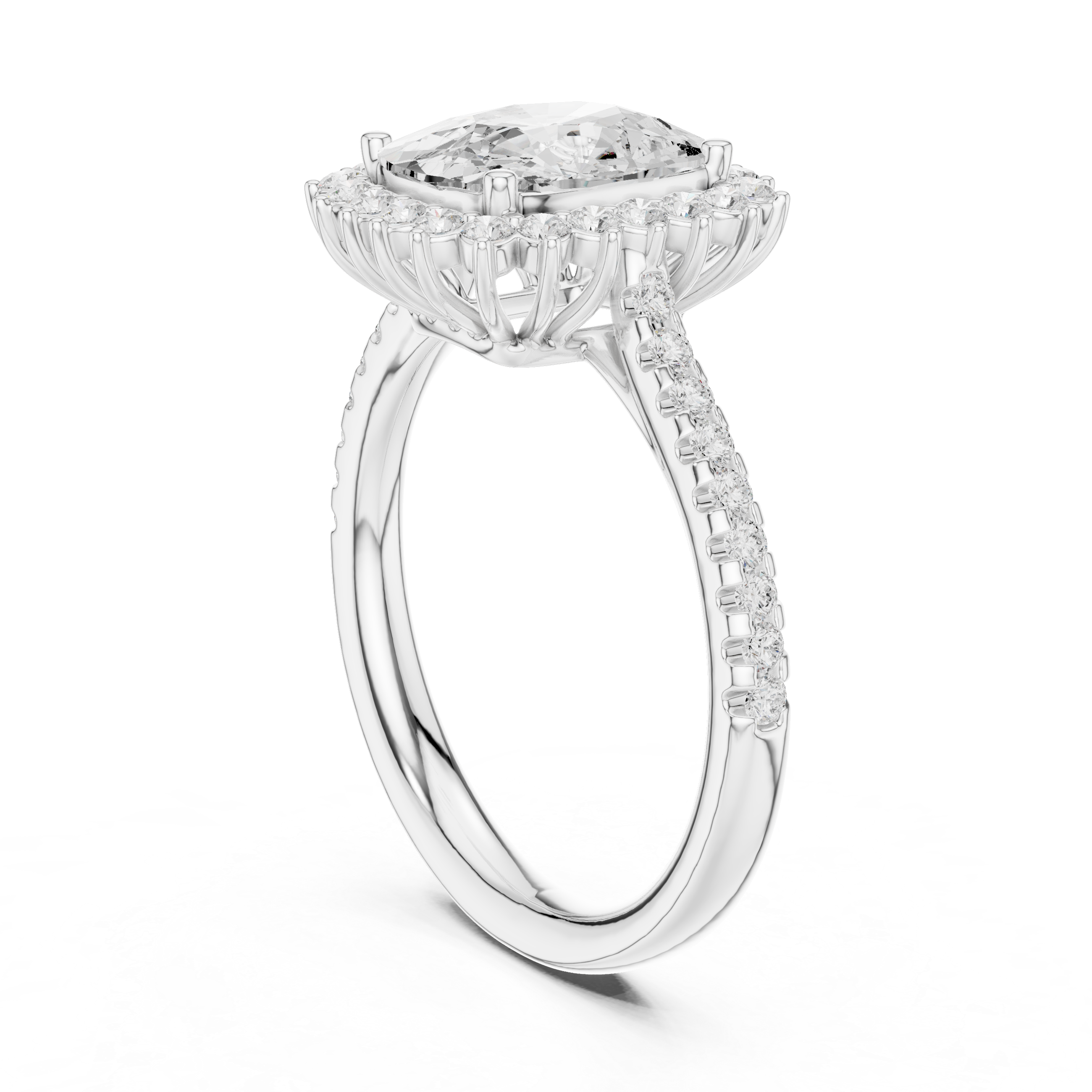Cushion Cut Halo Engagement Ring