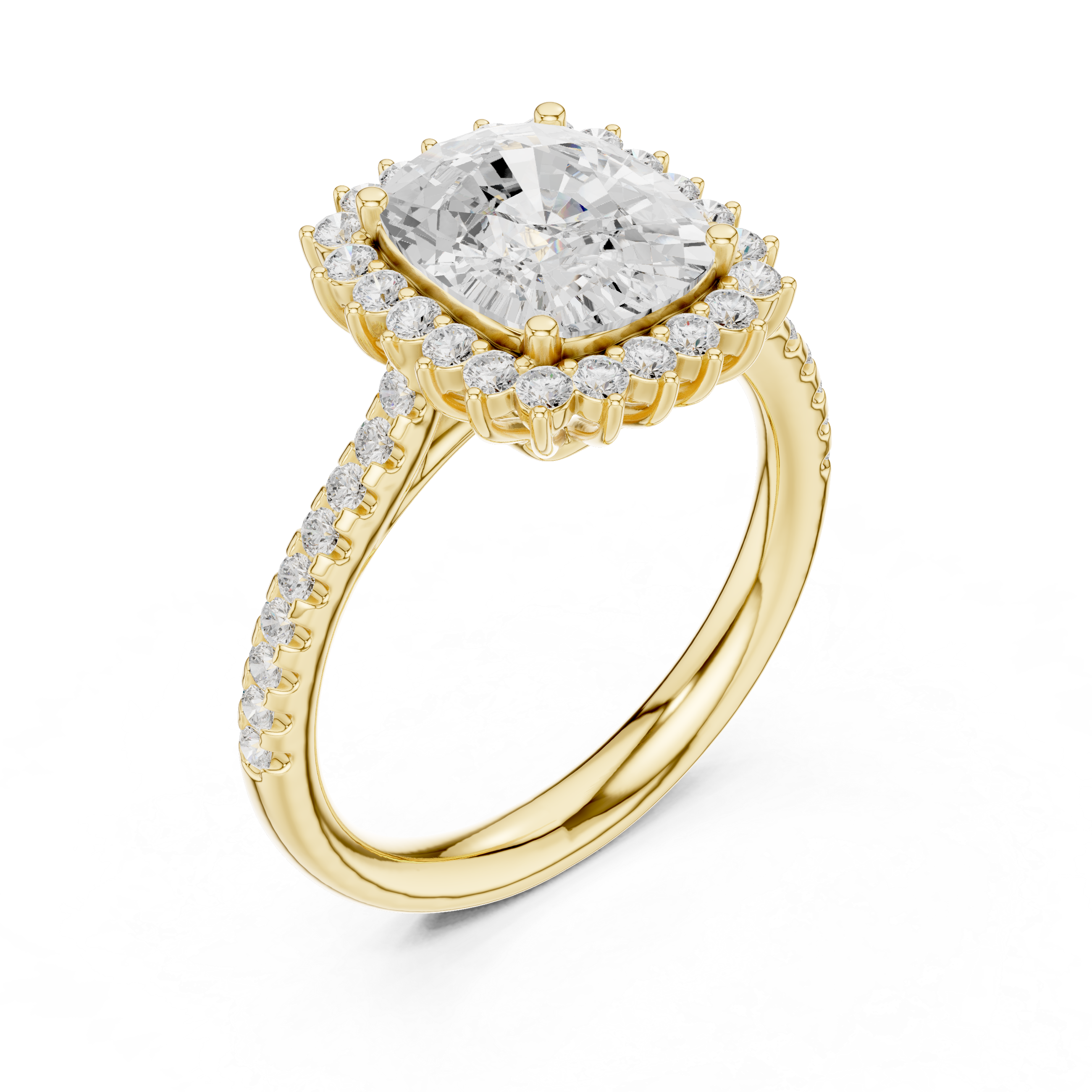 Cushion Cut Halo Engagement Ring
