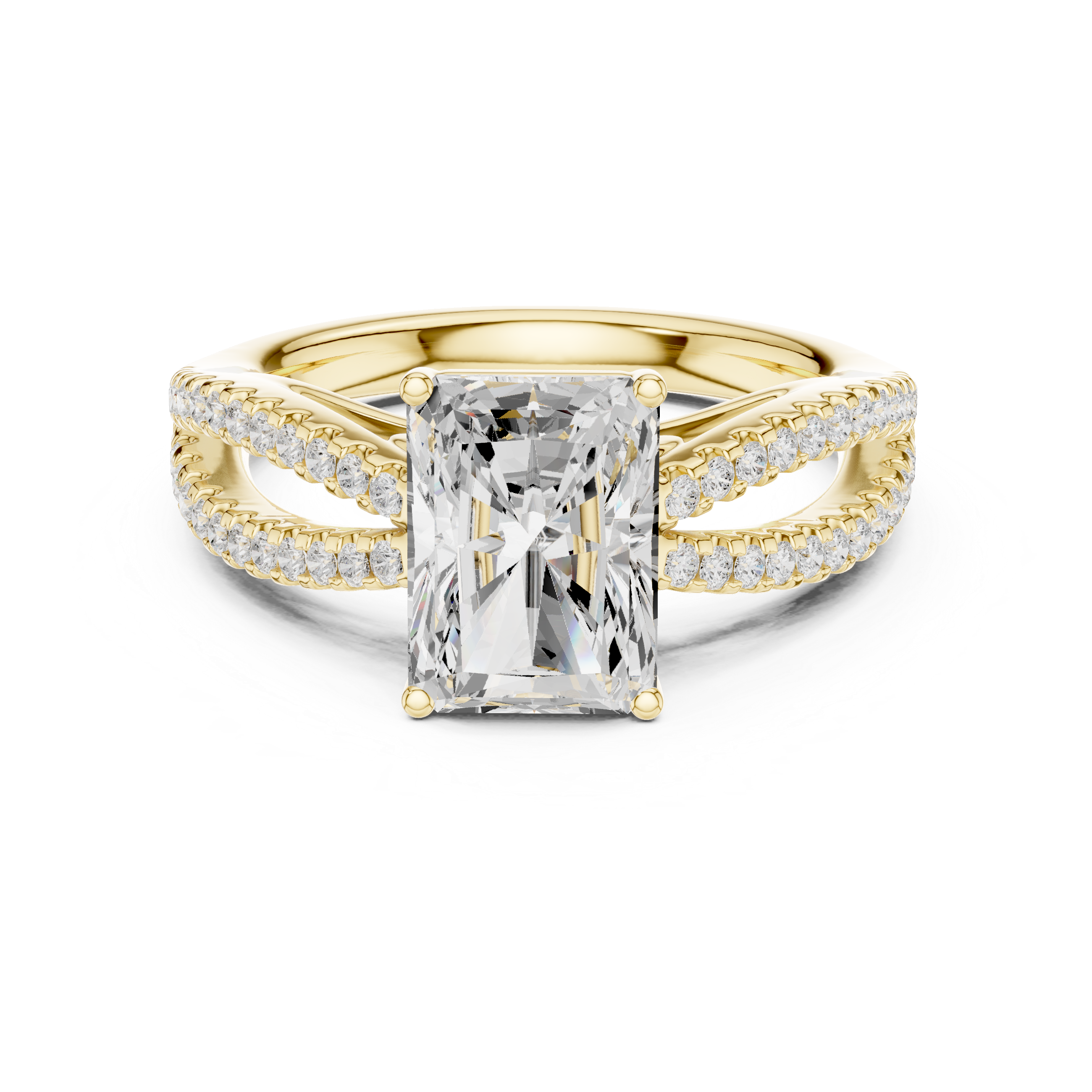 Radiant Cut Split Shank Engagement Ring