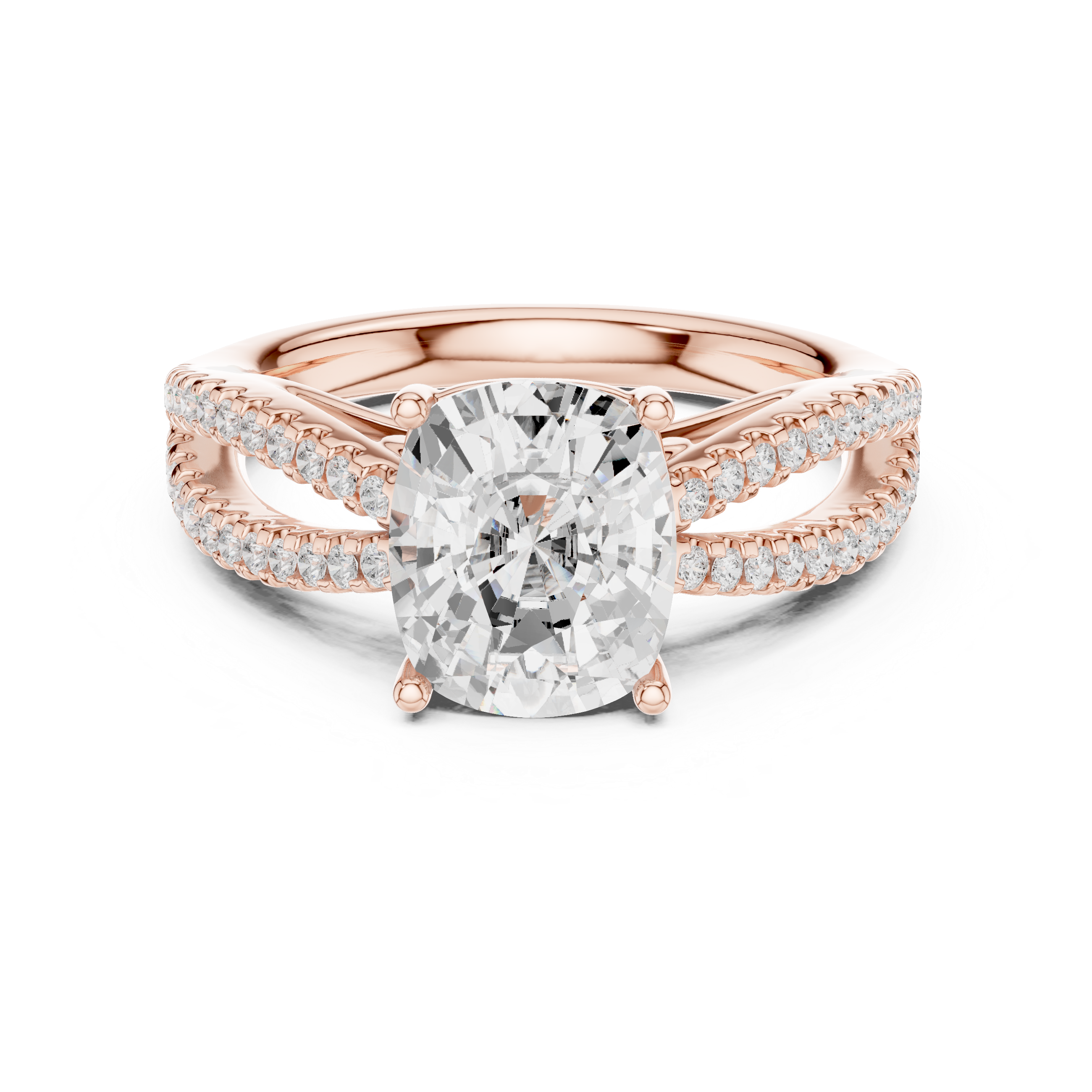 Cushion Cut Split Shank Engagement Ring