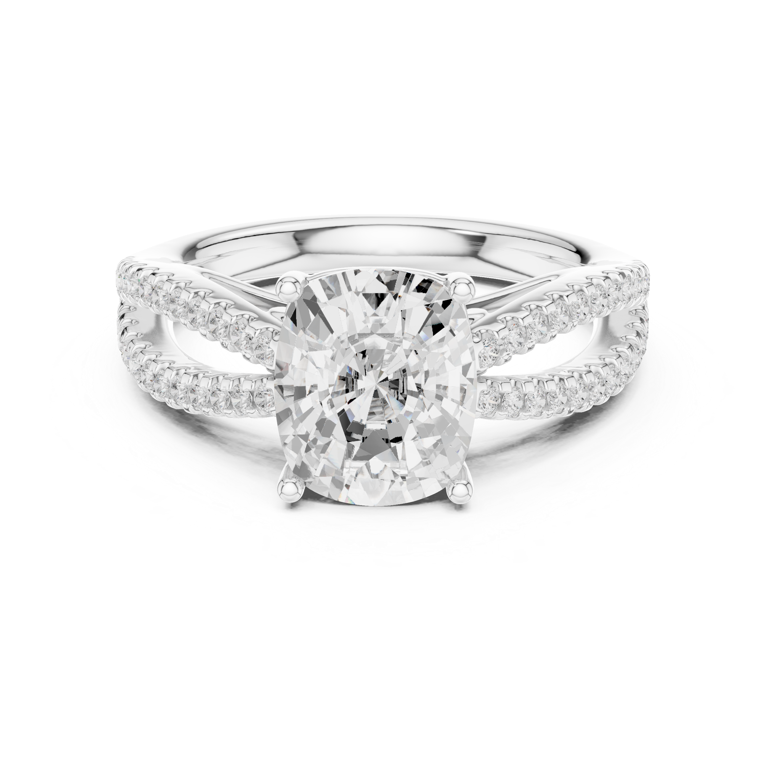 Cushion Cut Split Shank Engagement Ring
