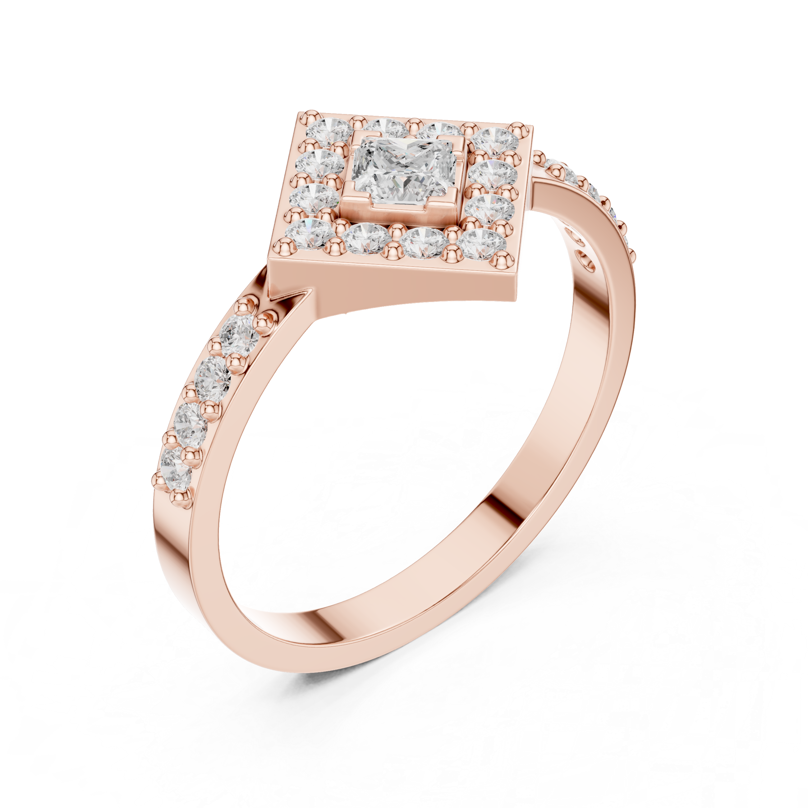Princess Halo Diamond Ring