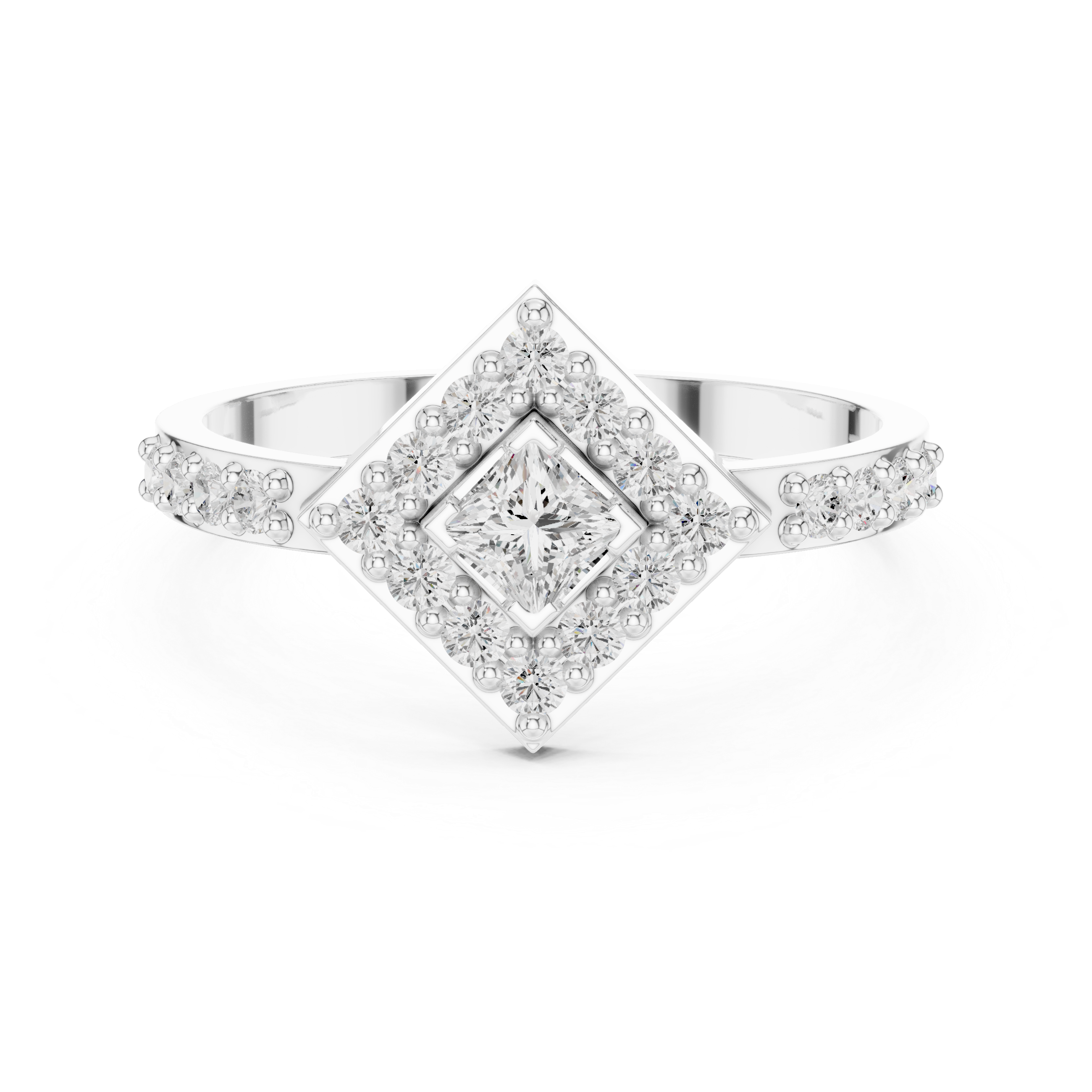 Princess Halo Diamond Ring