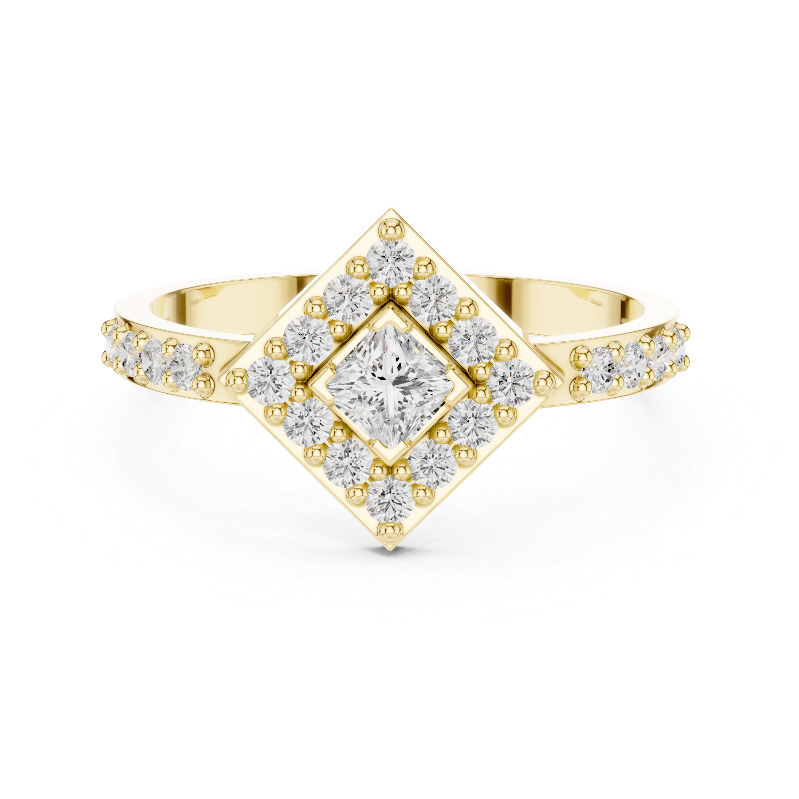 Princess Halo Diamond Ring