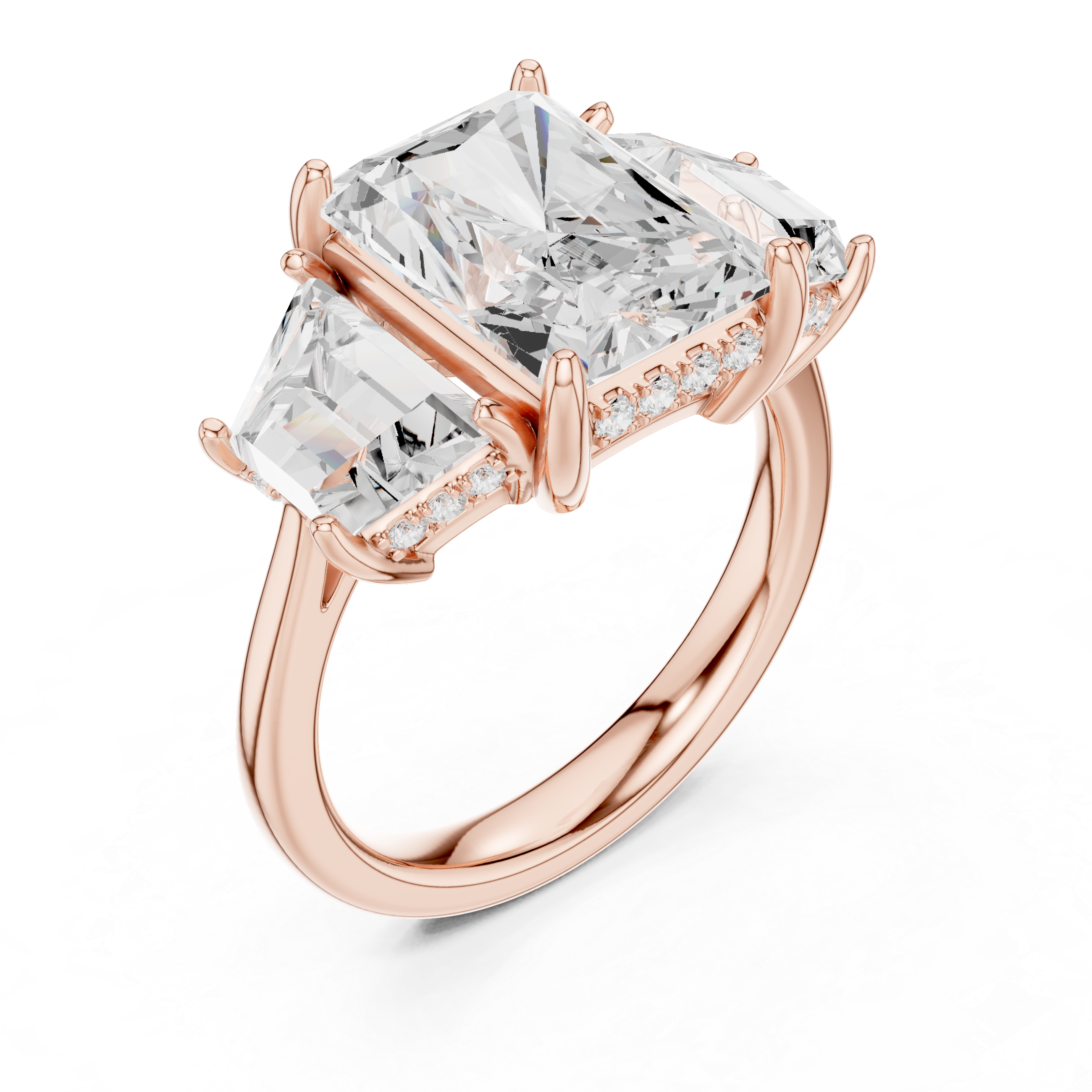 Radiant Three Stone Engagement Ring