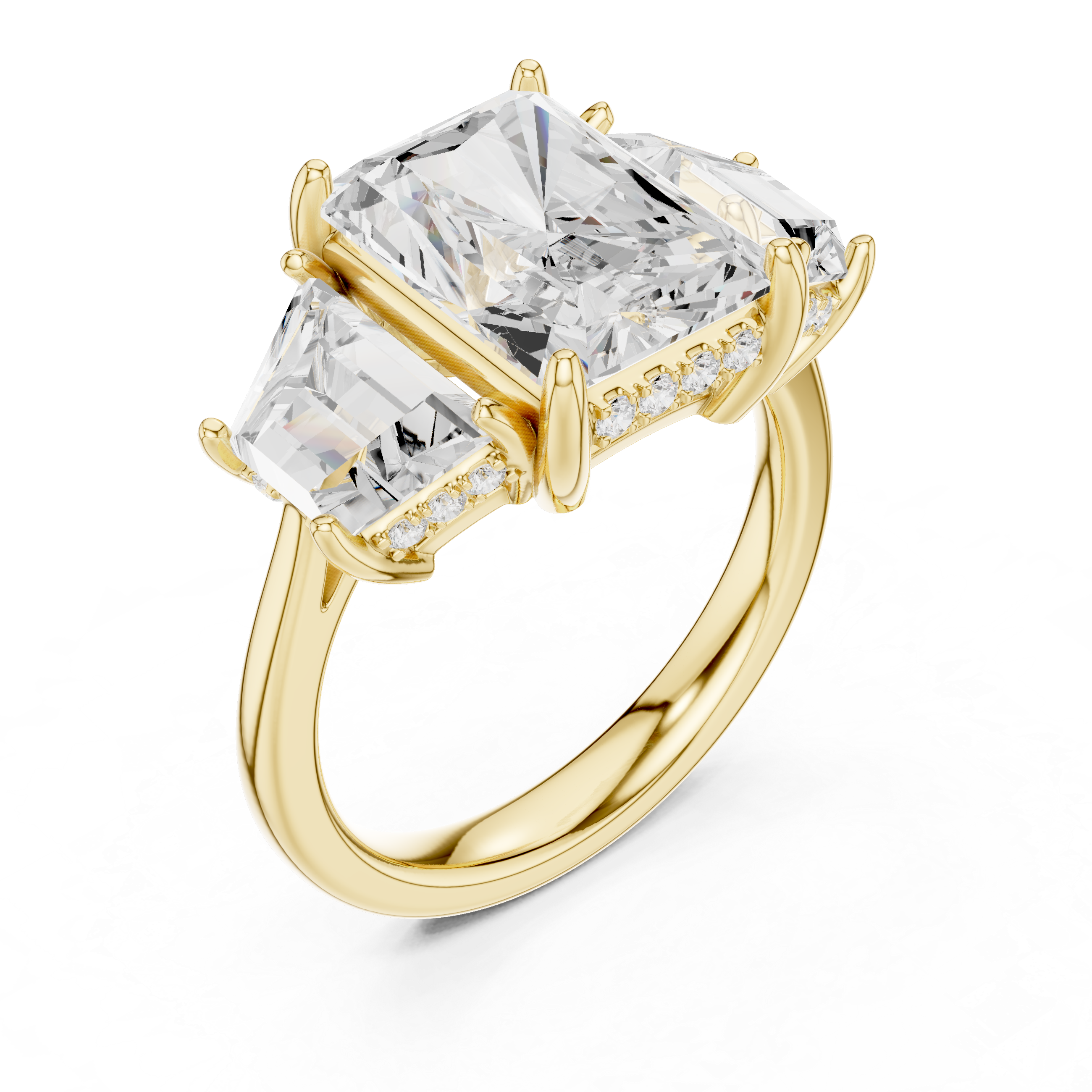 Radiant Three Stone Engagement Ring