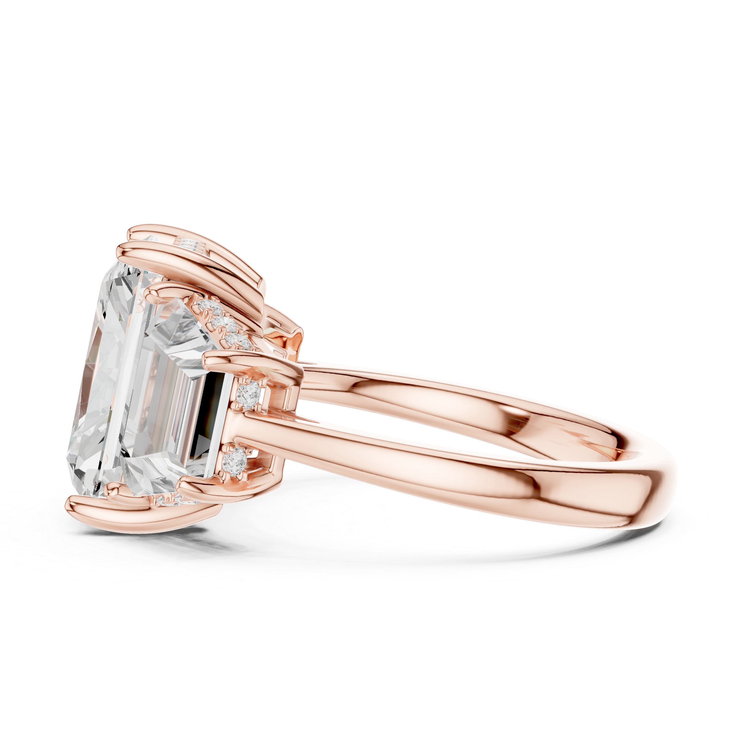 Radiant Three Stone Engagement Ring