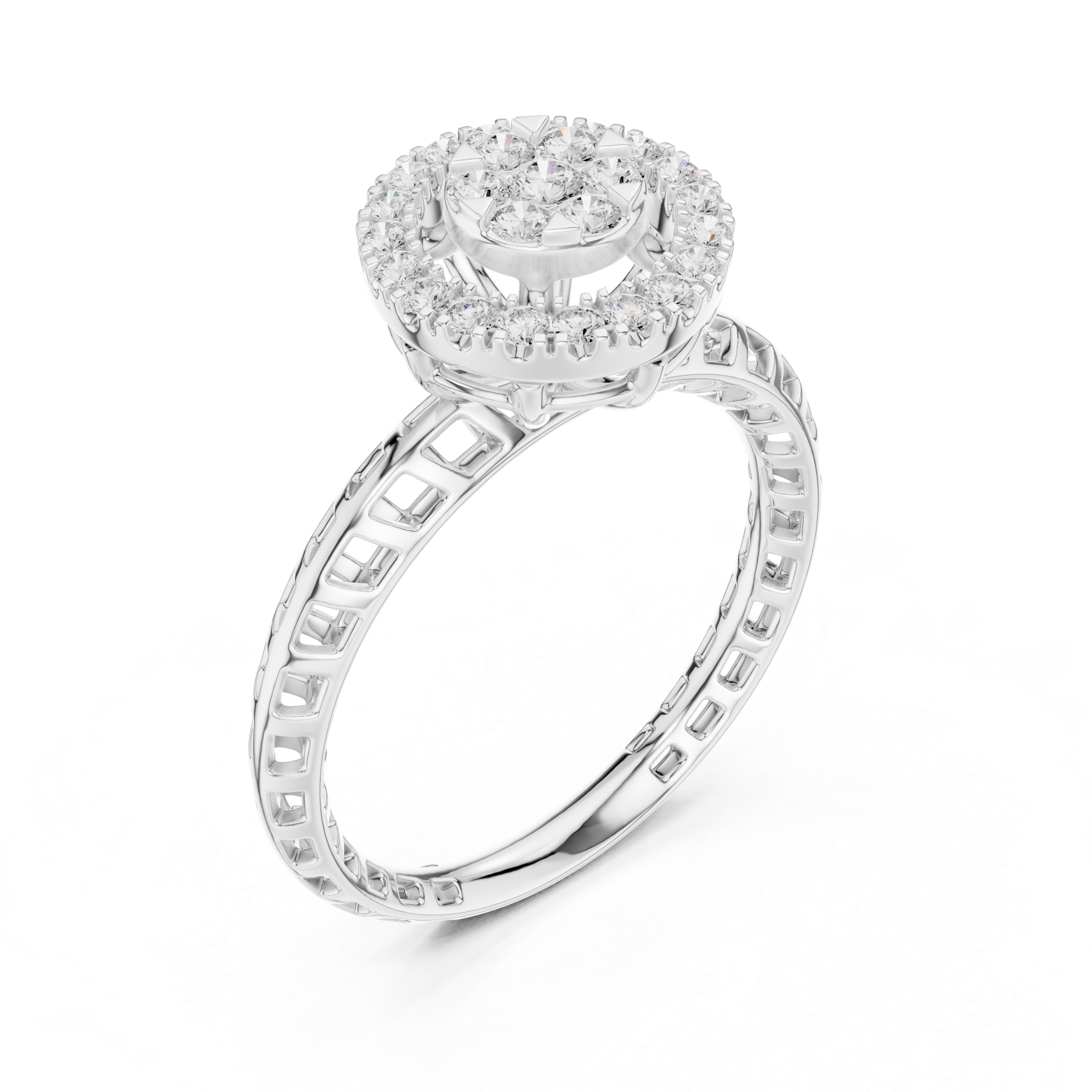 Vintage Diamond Halo Engagement Ring