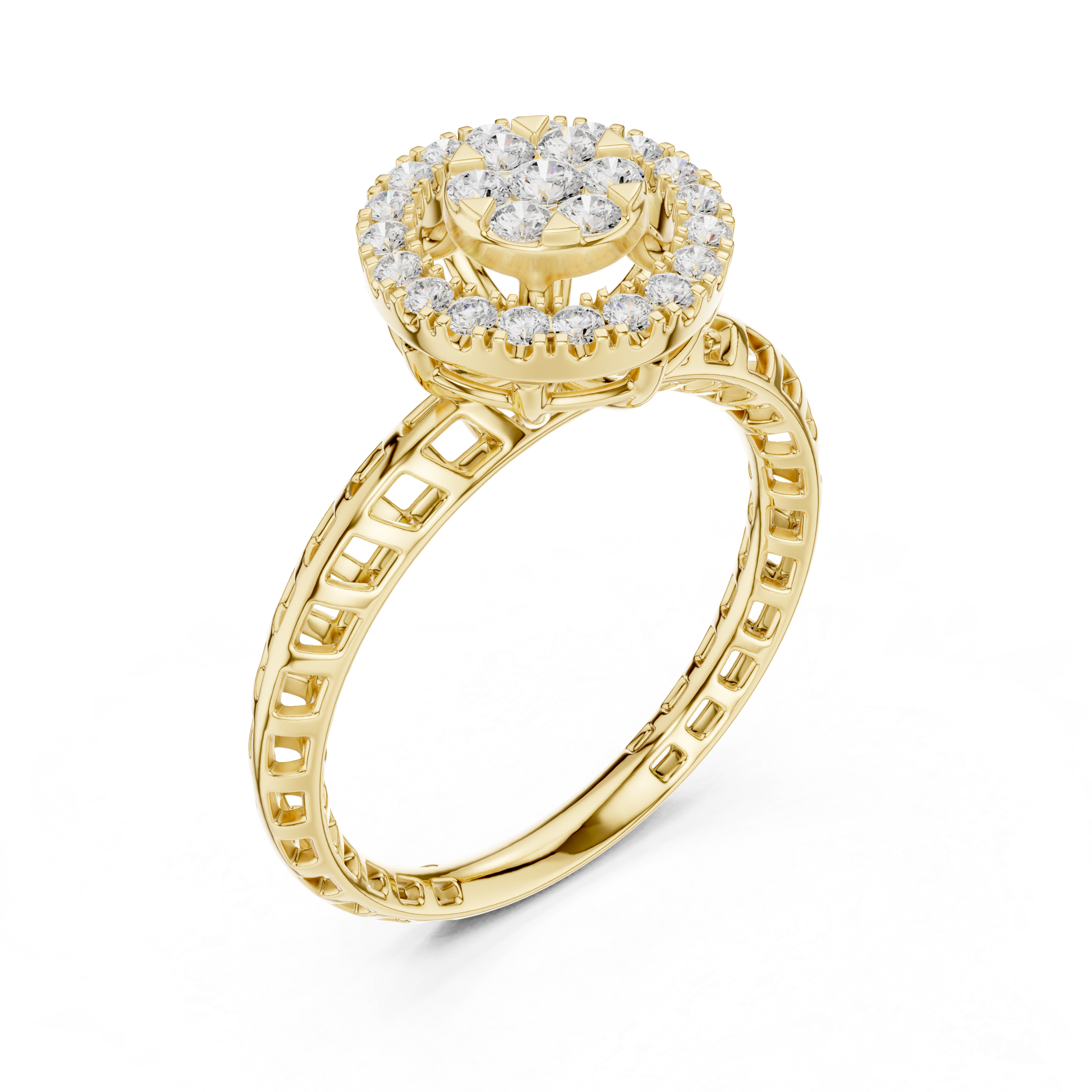 Vintage Diamond Halo Engagement Ring