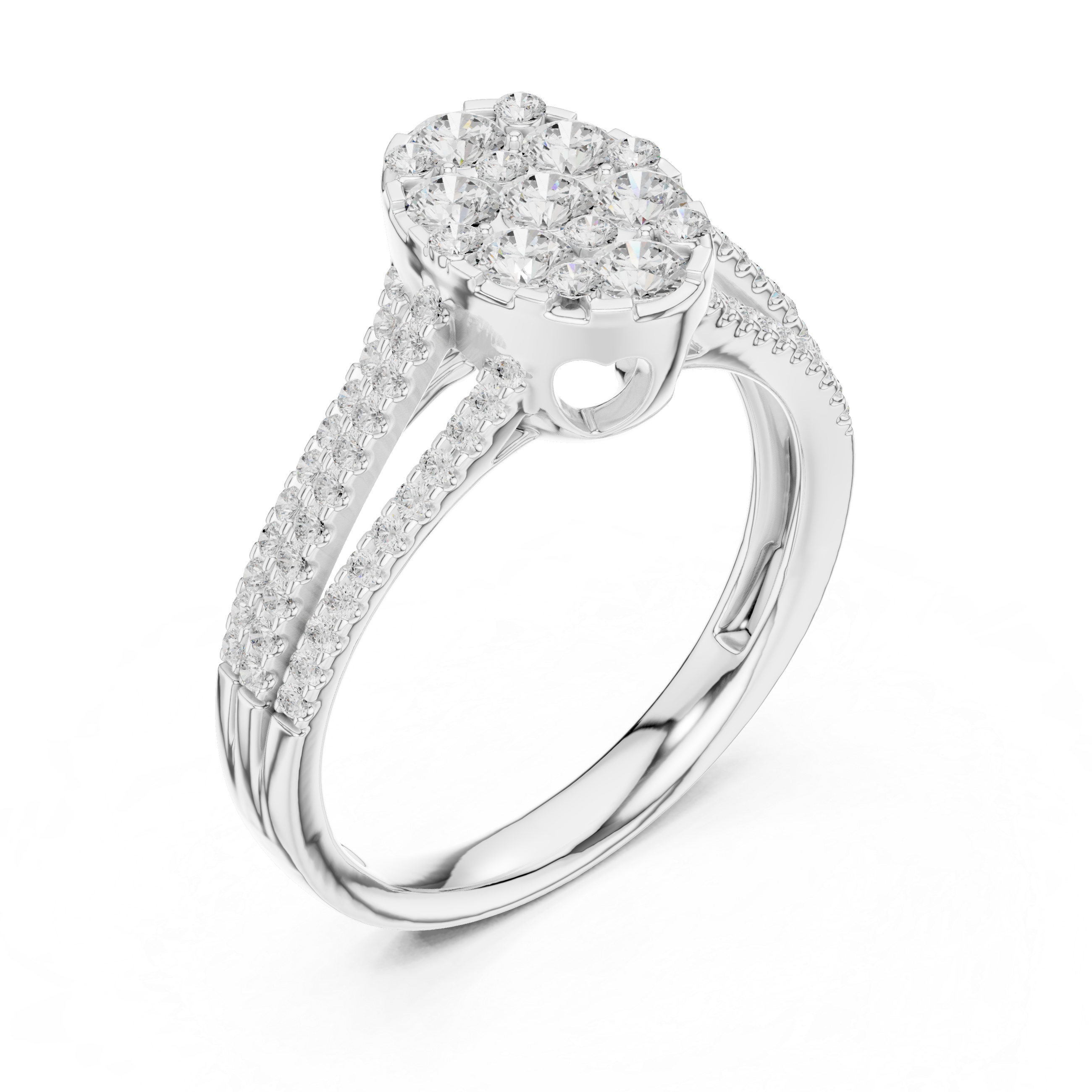 Oval Diamond Cluster Engagement Ring