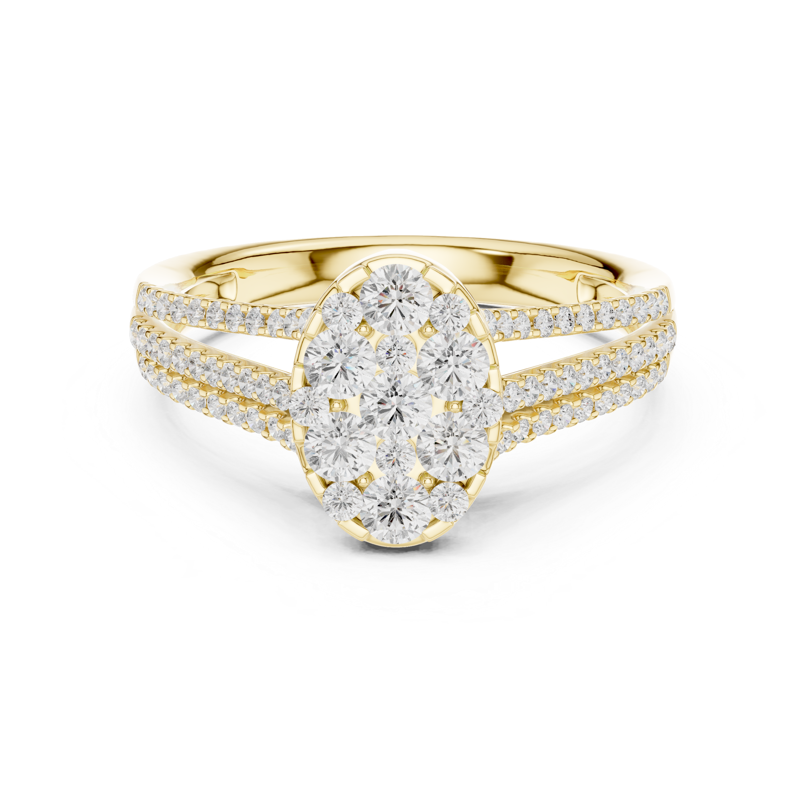 Oval Diamond Cluster Engagement Ring