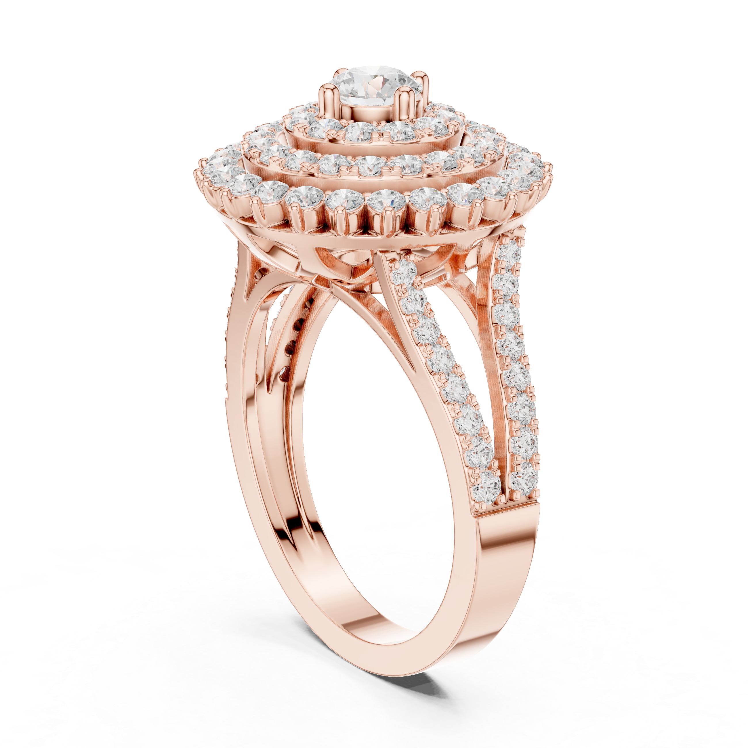 Triple Halo Round Diamond Engagement Ring