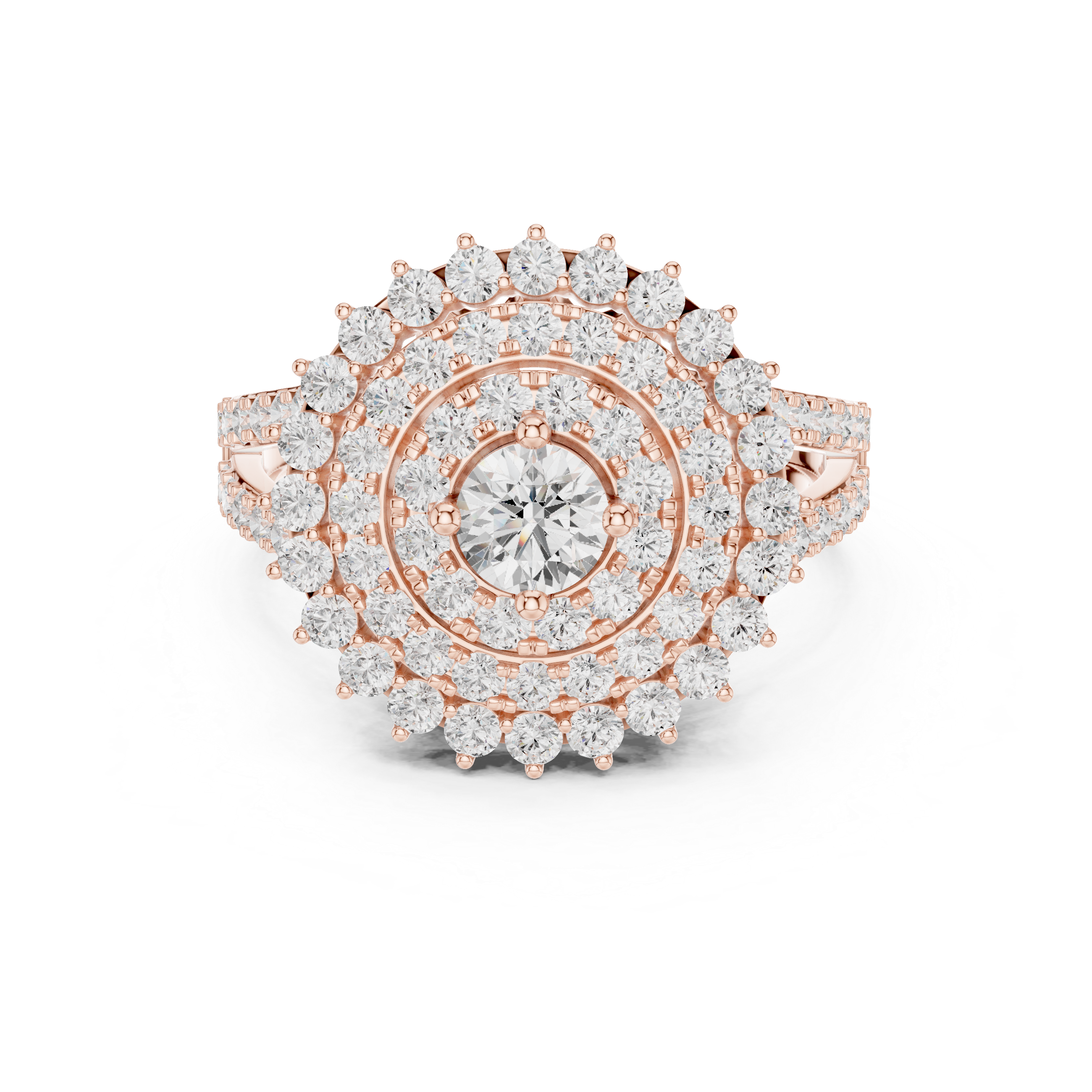 Triple Halo Round Diamond Engagement Ring