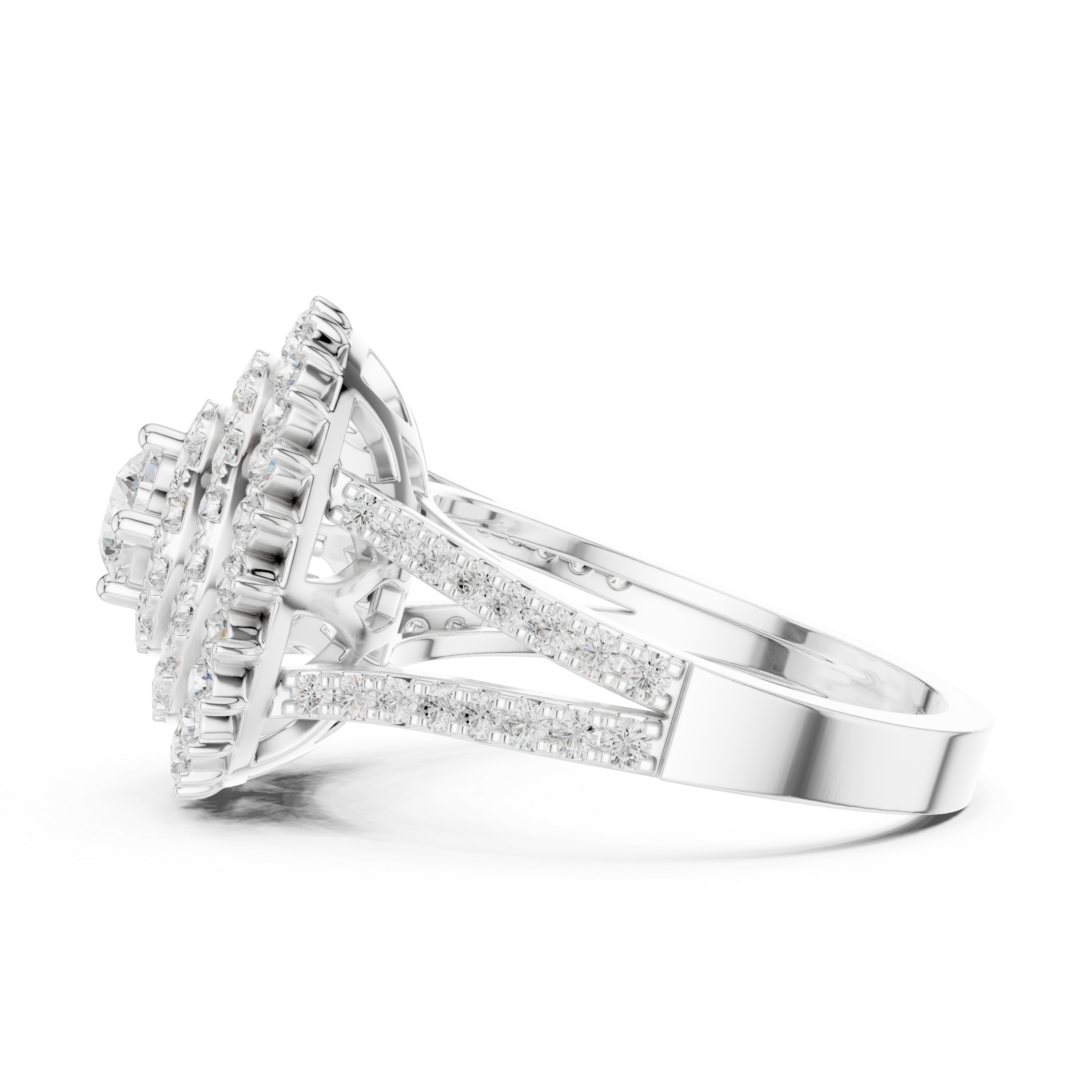 Triple Halo Round Diamond Engagement Ring