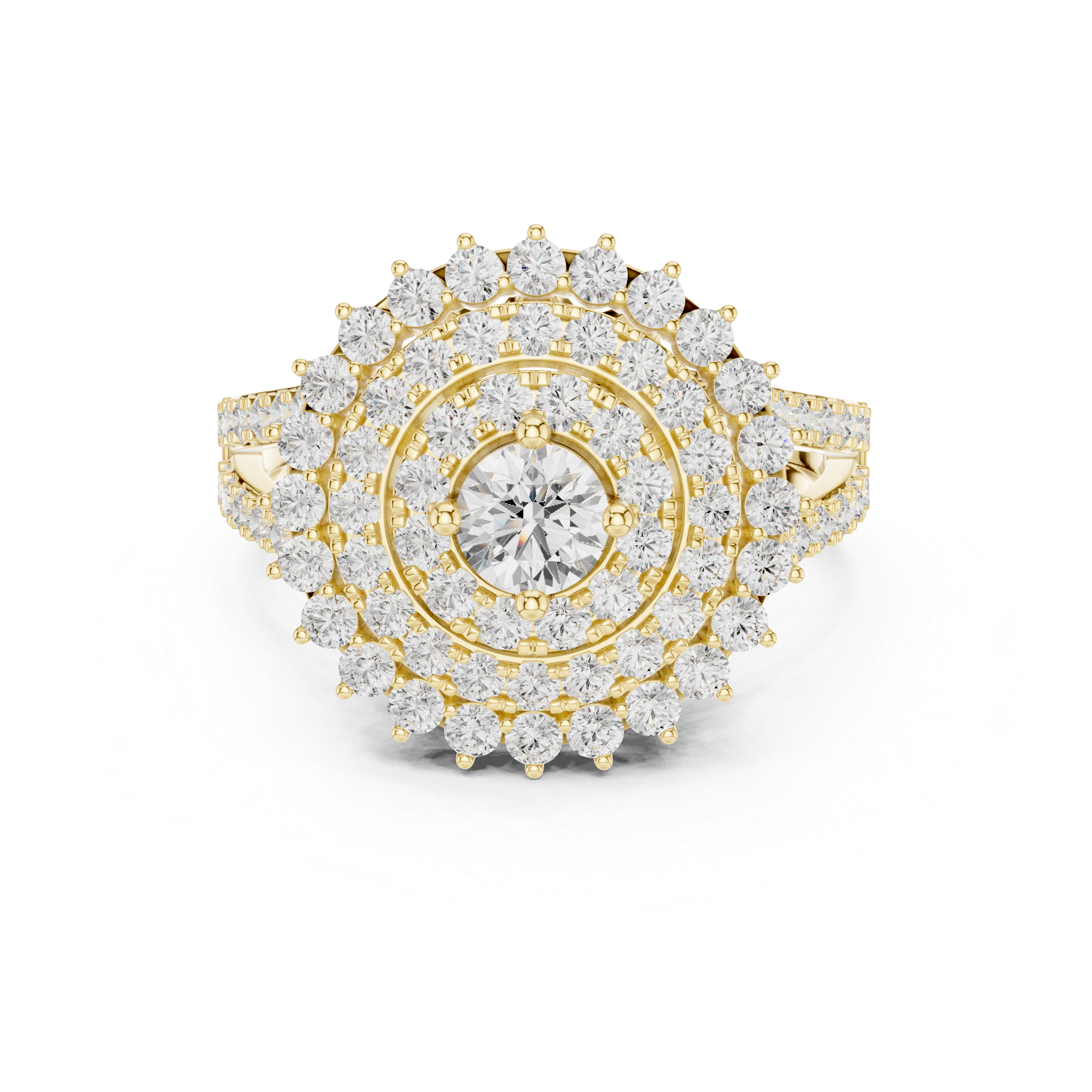 Triple Halo Round Diamond Engagement Ring