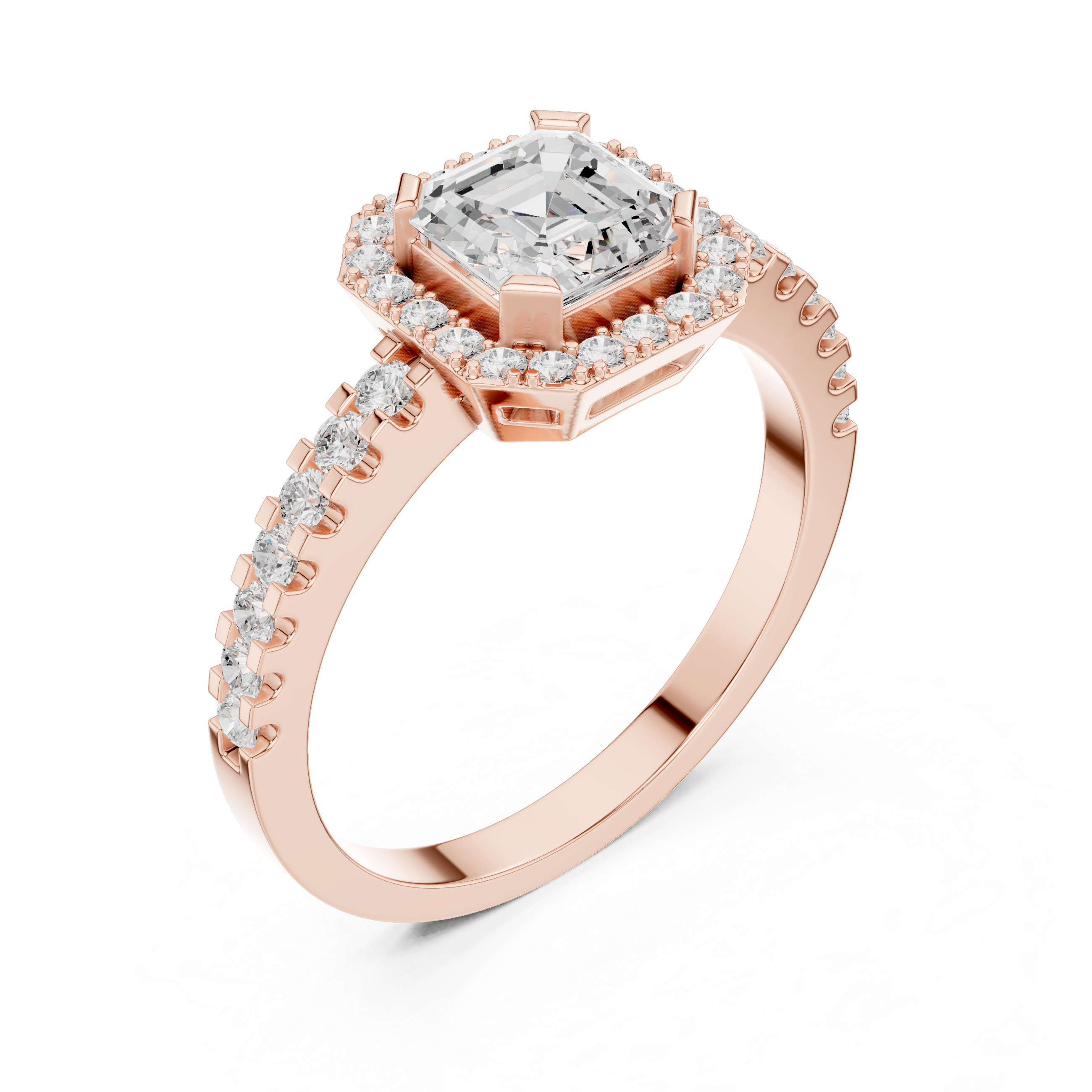 Asscher Cut Halo Diamond Engagement Ring