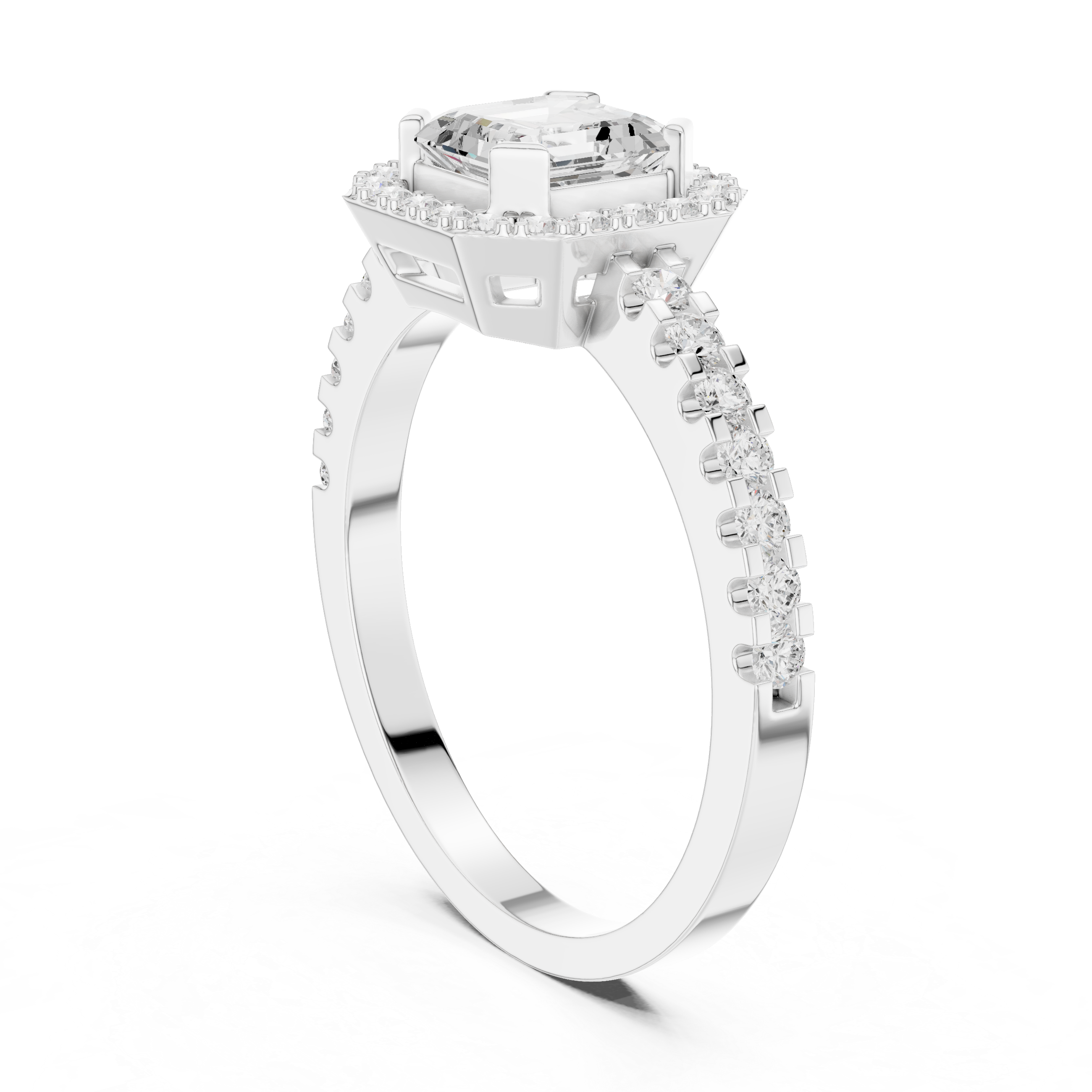 Asscher Cut Halo Diamond Engagement Ring