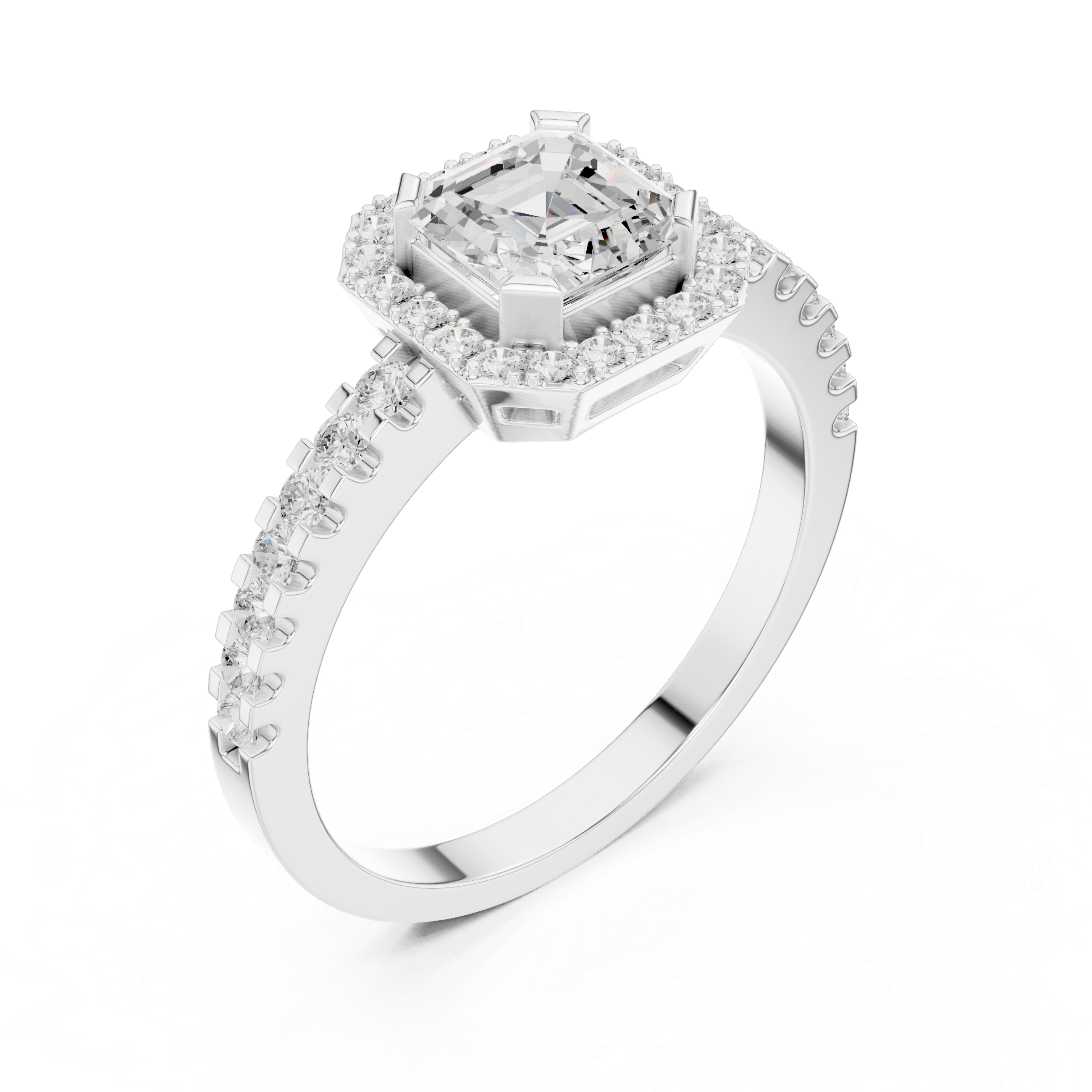 Asscher Cut Halo Diamond Engagement Ring