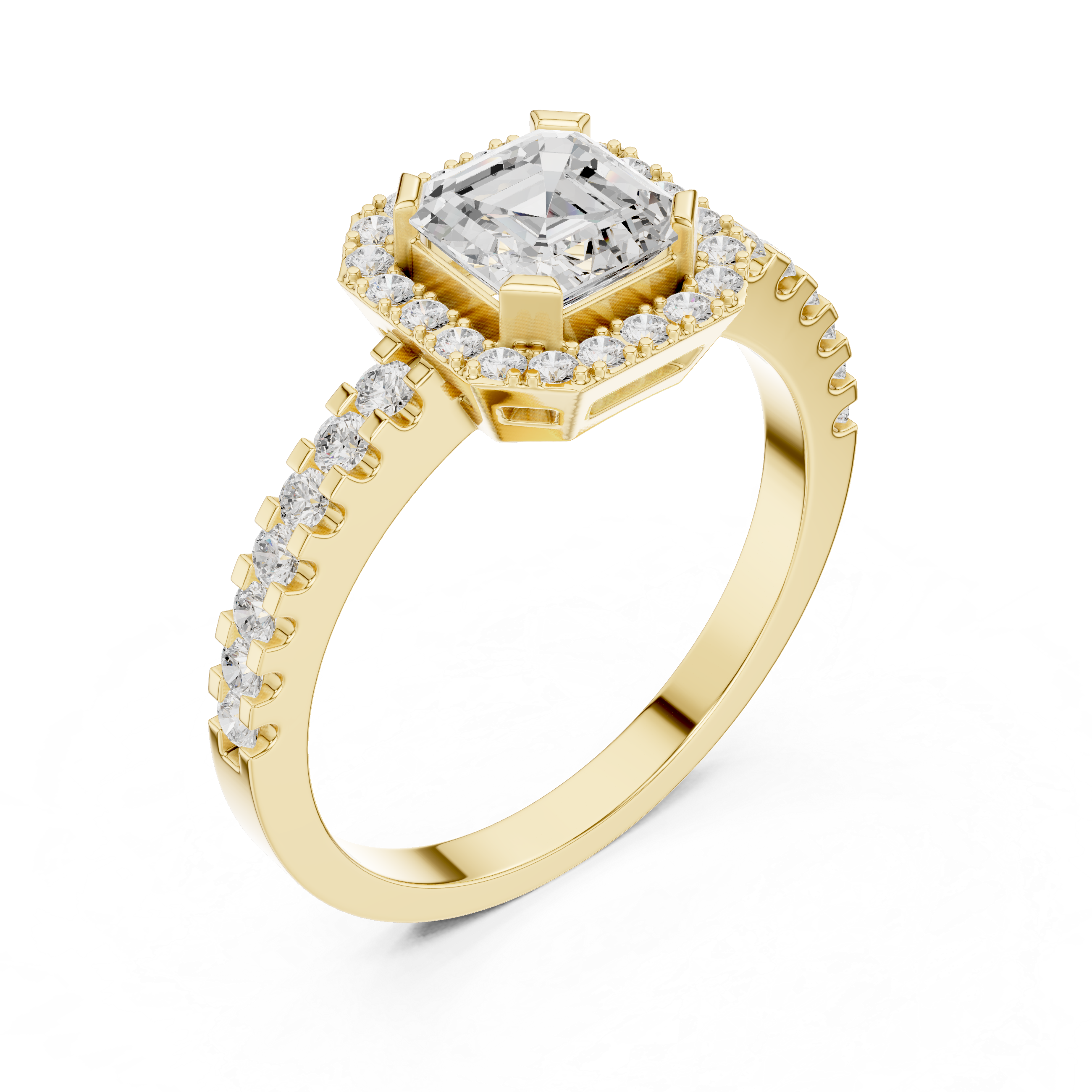 Asscher Cut Halo Diamond Engagement Ring