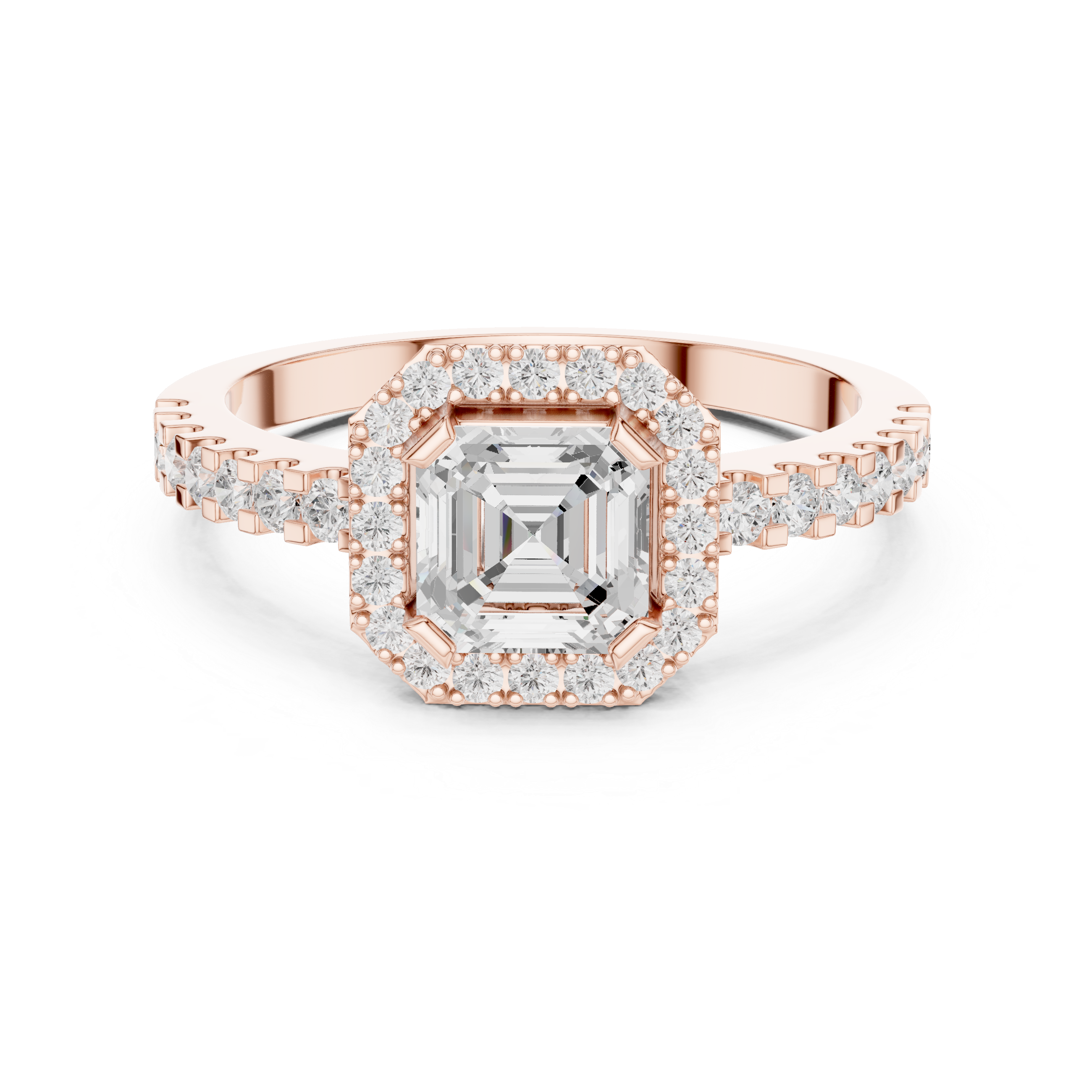 Asscher Cut Halo Diamond Engagement Ring