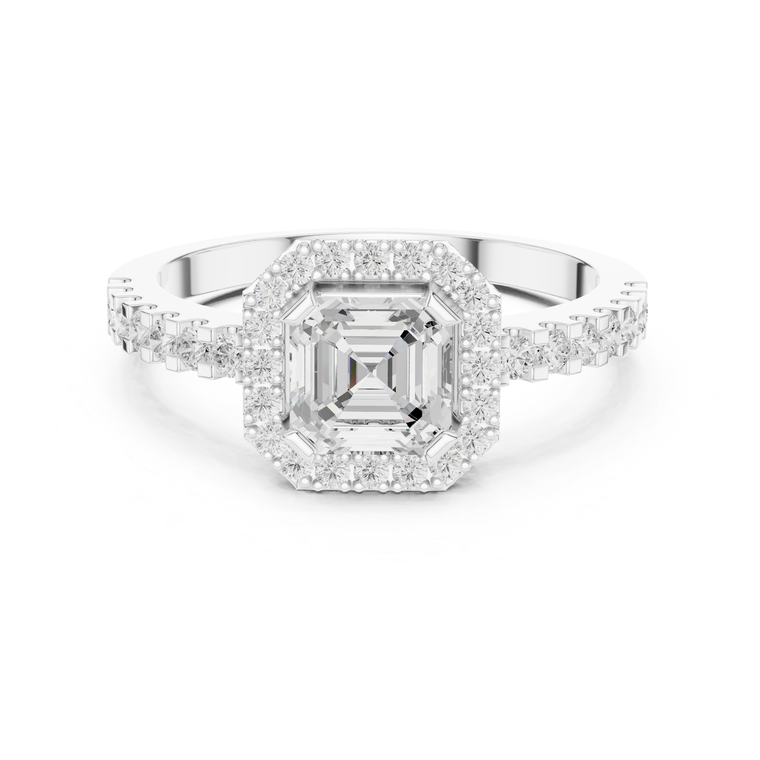 Asscher Cut Halo Diamond Engagement Ring