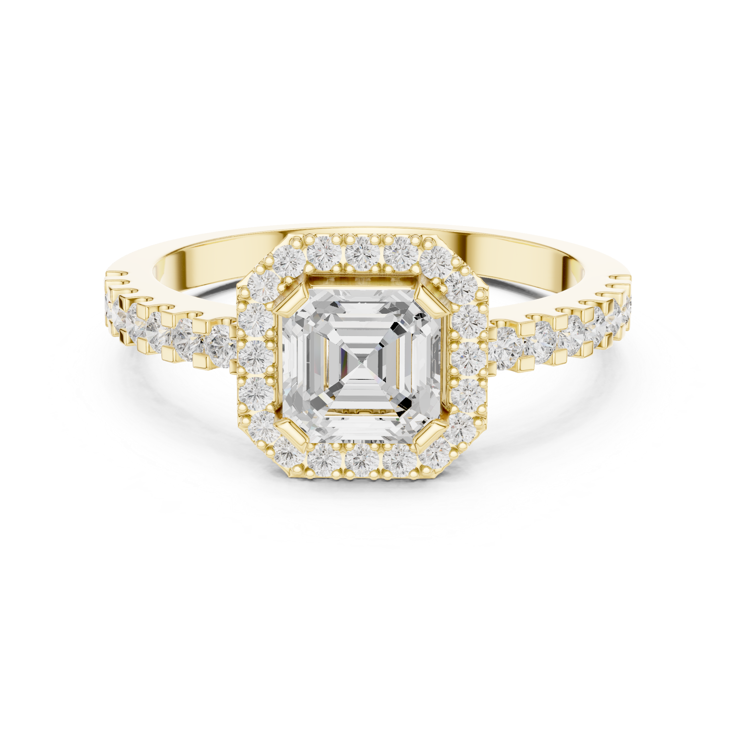 Asscher Cut Halo Diamond Engagement Ring