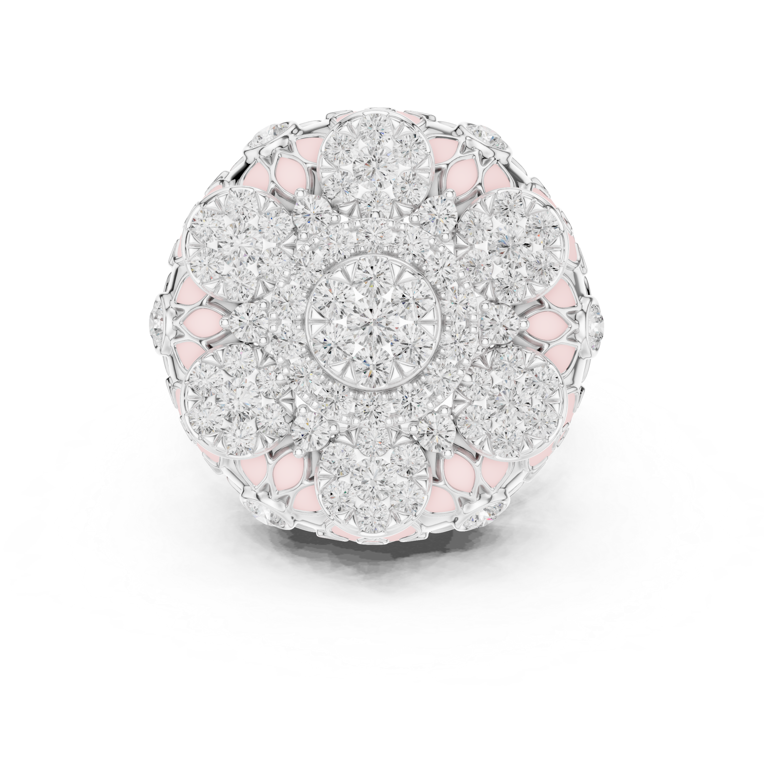 Floral Diamond Enamel Statement Cocktail Ring