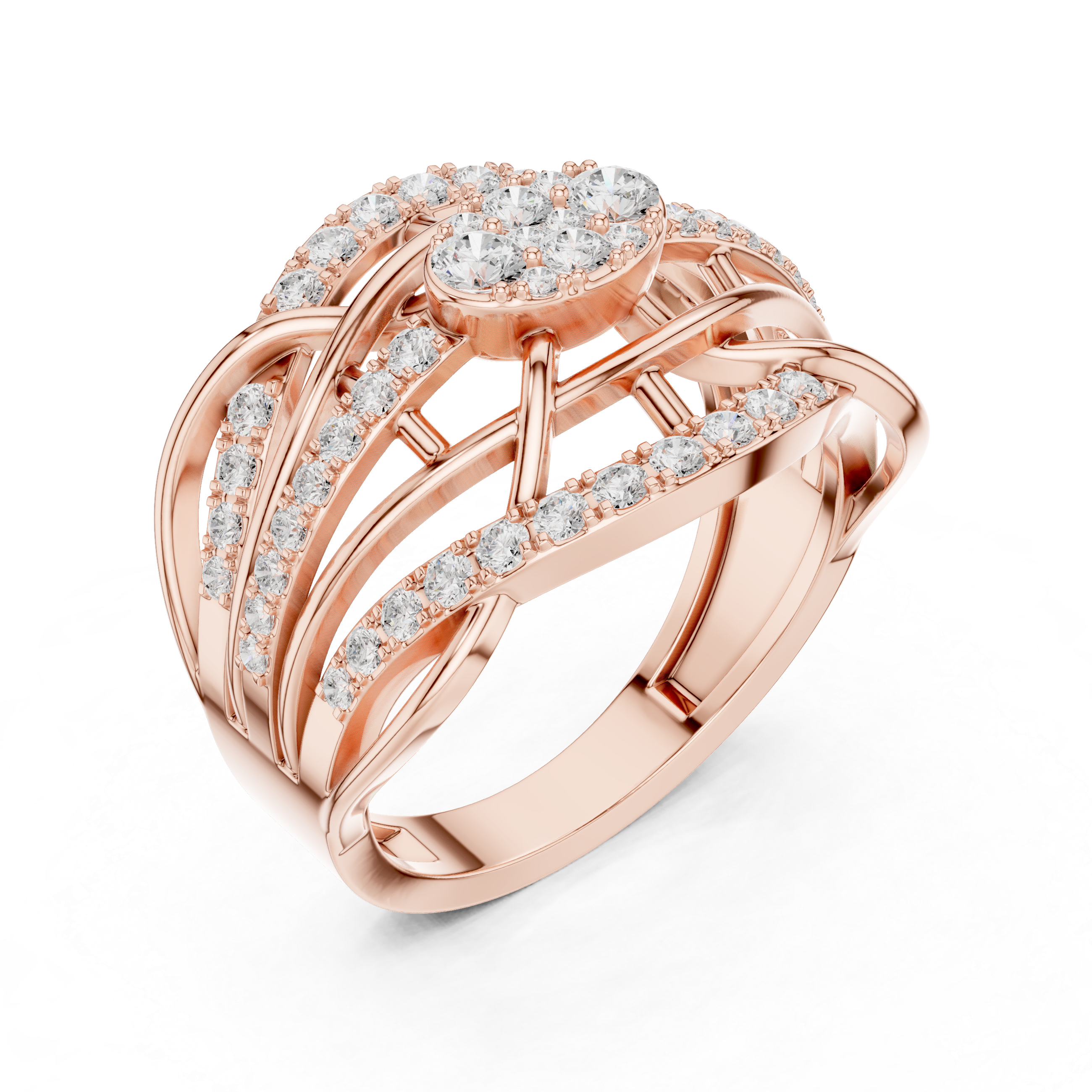 Multi Row Diamond Statement Cocktail Ring