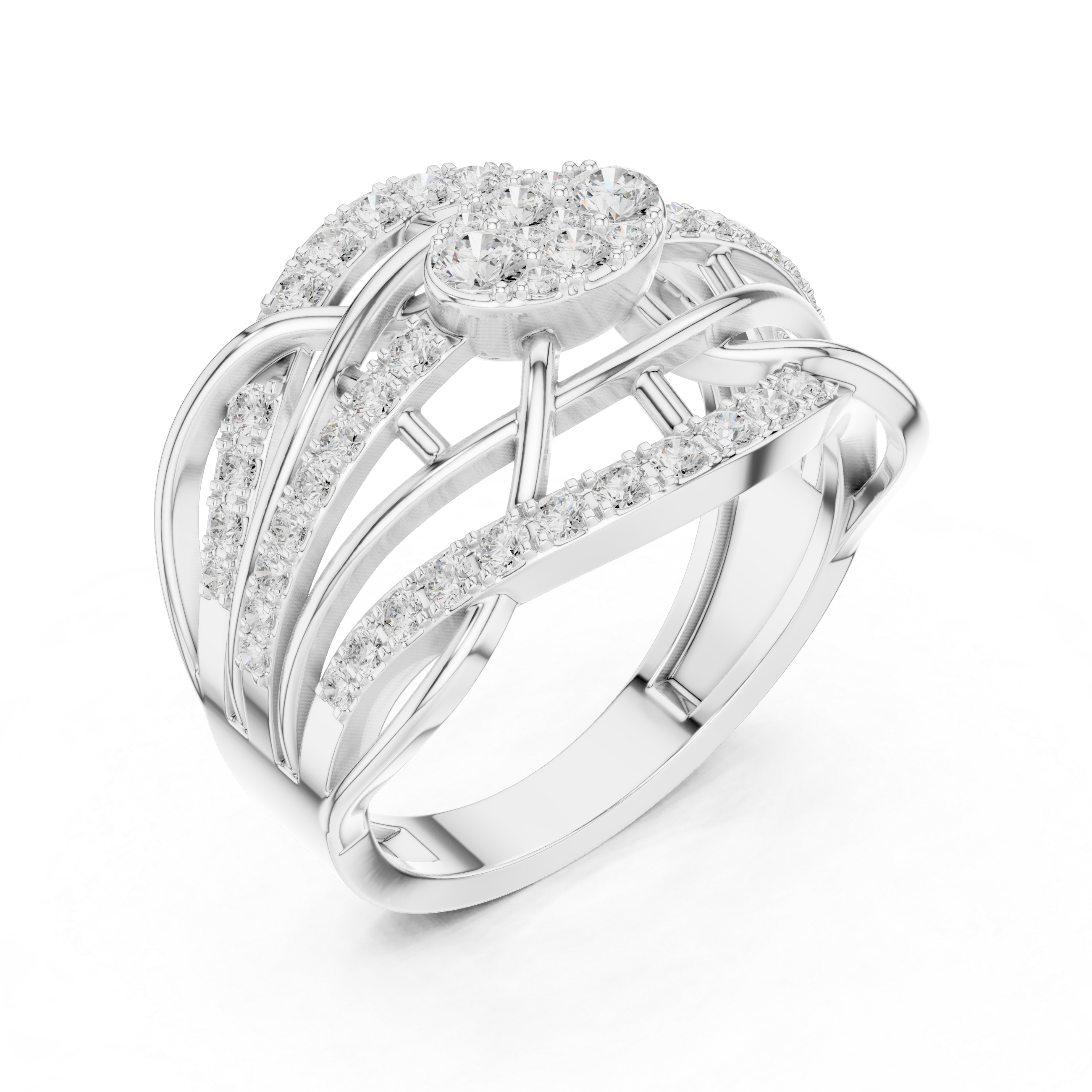 Multi Row Diamond Statement Cocktail Ring