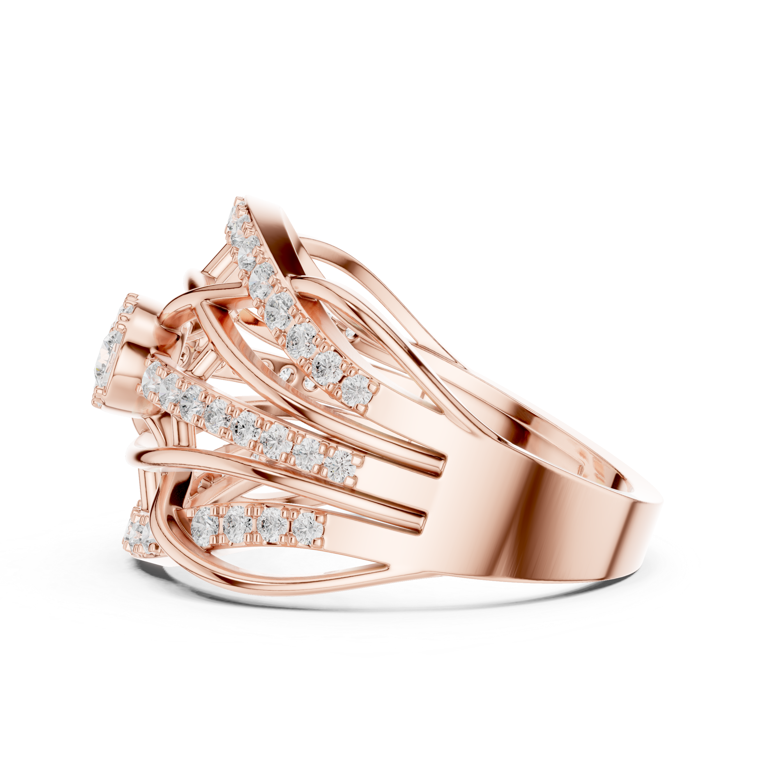 Multi Row Diamond Statement Cocktail Ring