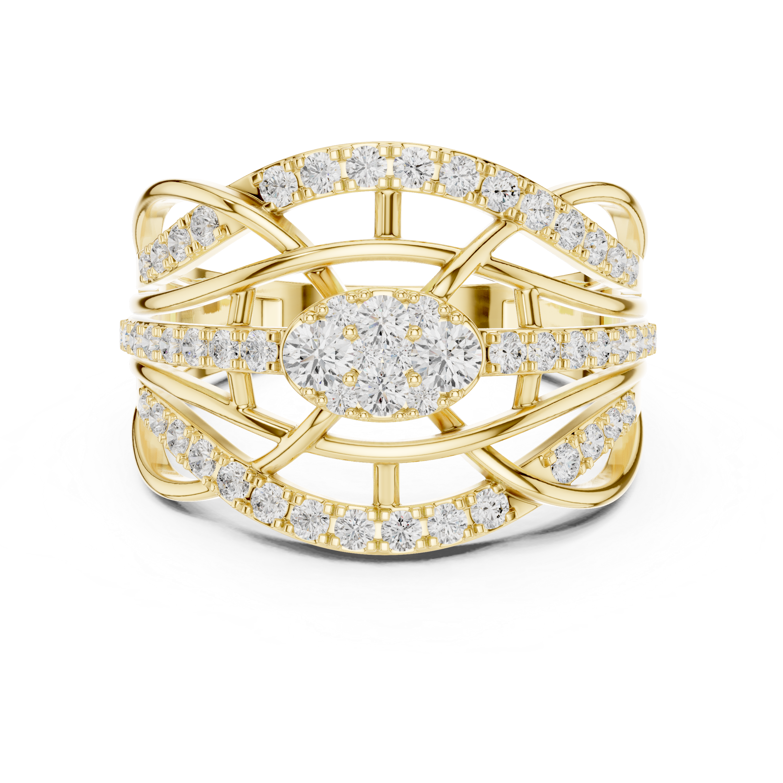 Multi Row Diamond Statement Cocktail Ring