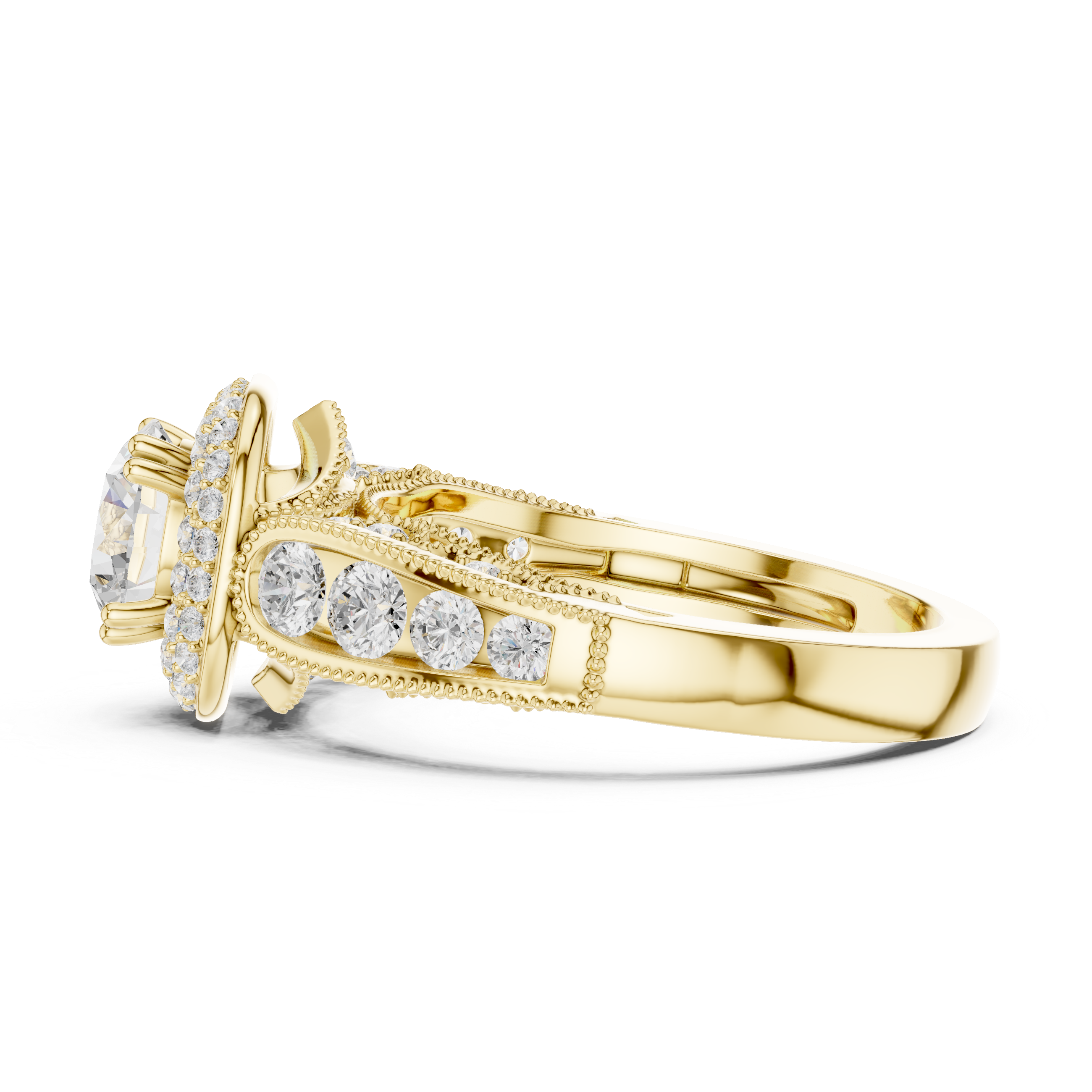 Vintage Cushion Halo Diamond Engagement Ring
