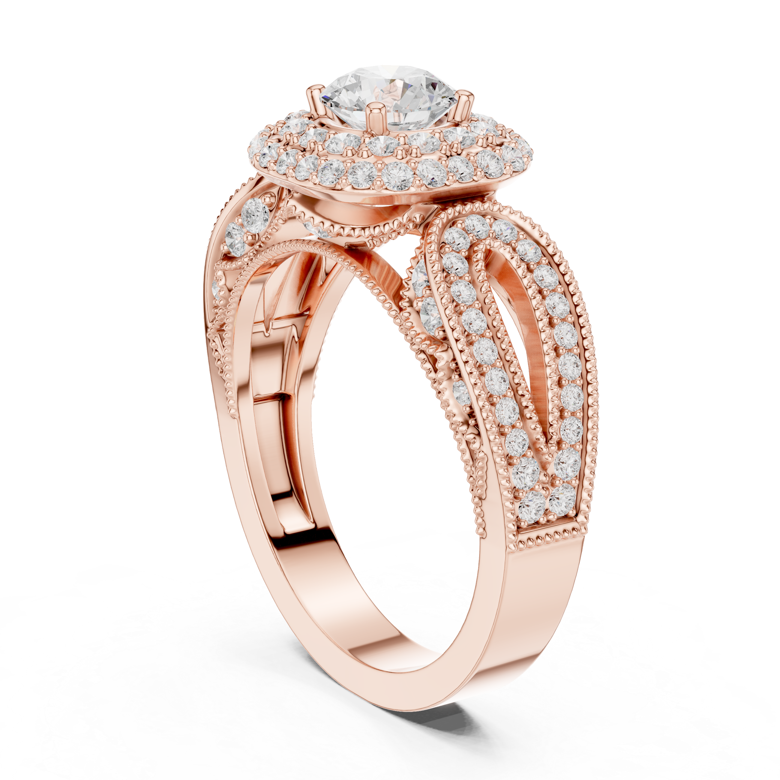 Vintage Double Halo Diamond Engagement Ring