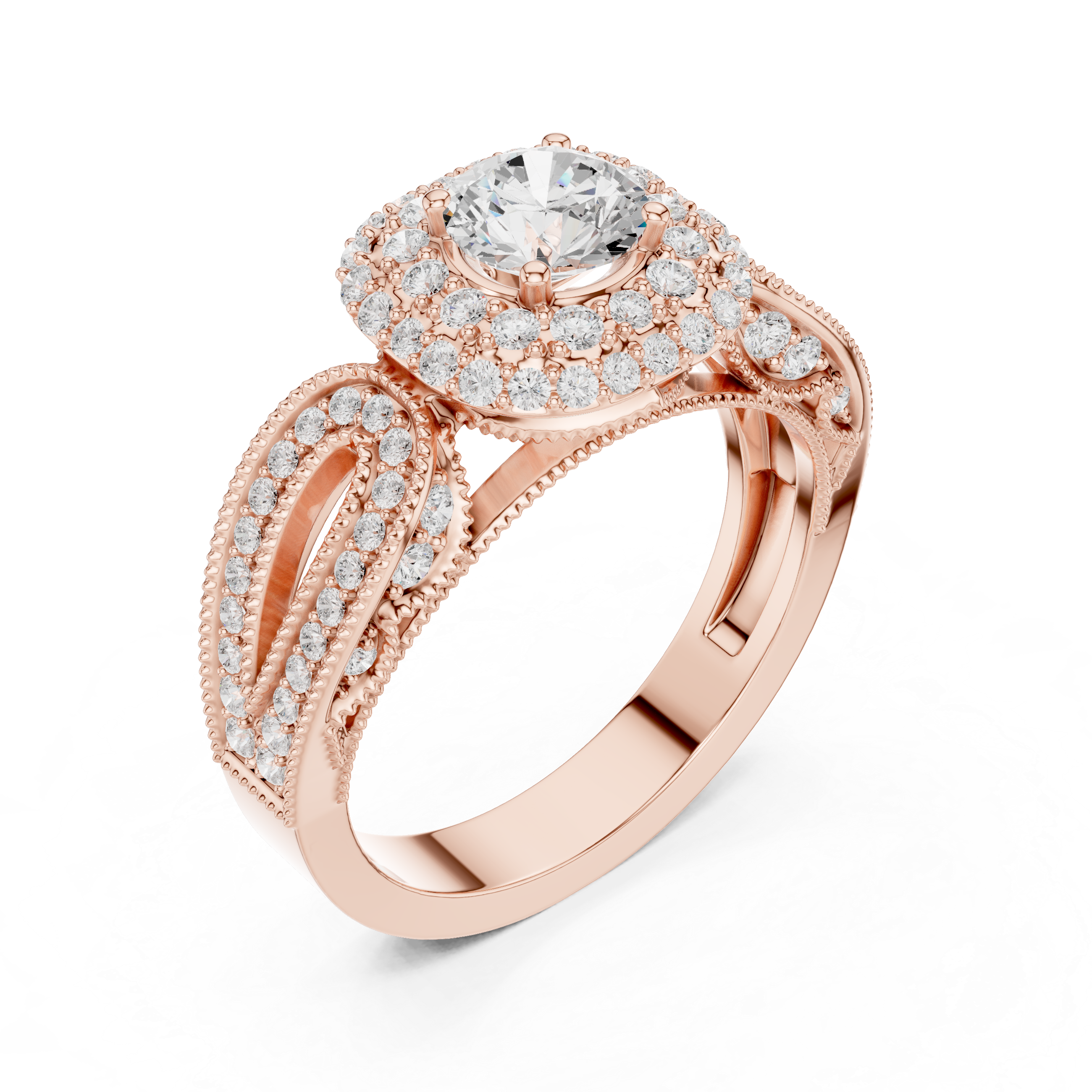 Vintage Double Halo Diamond Engagement Ring