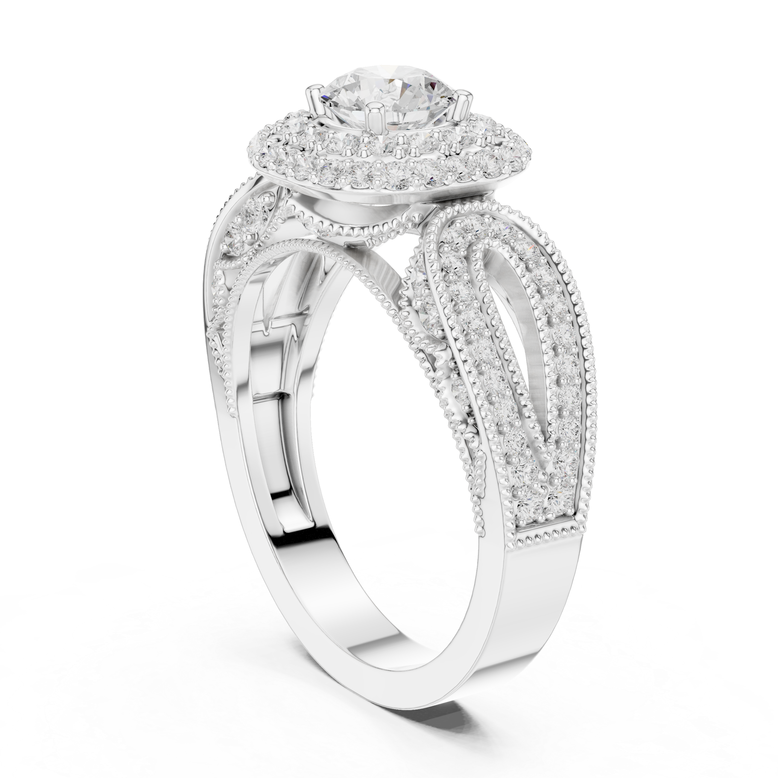 Vintage Double Halo Diamond Engagement Ring