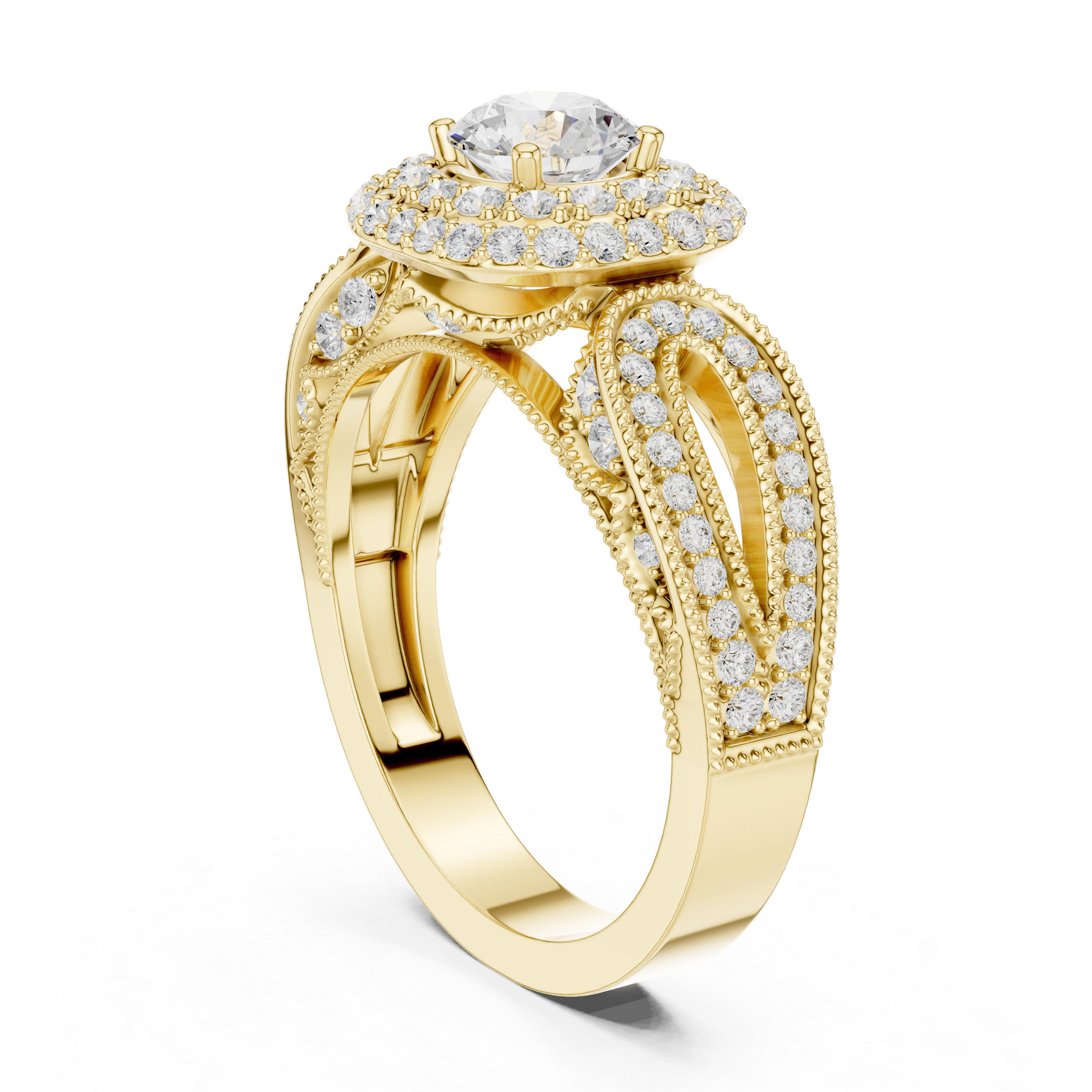 Vintage Double Halo Diamond Engagement Ring