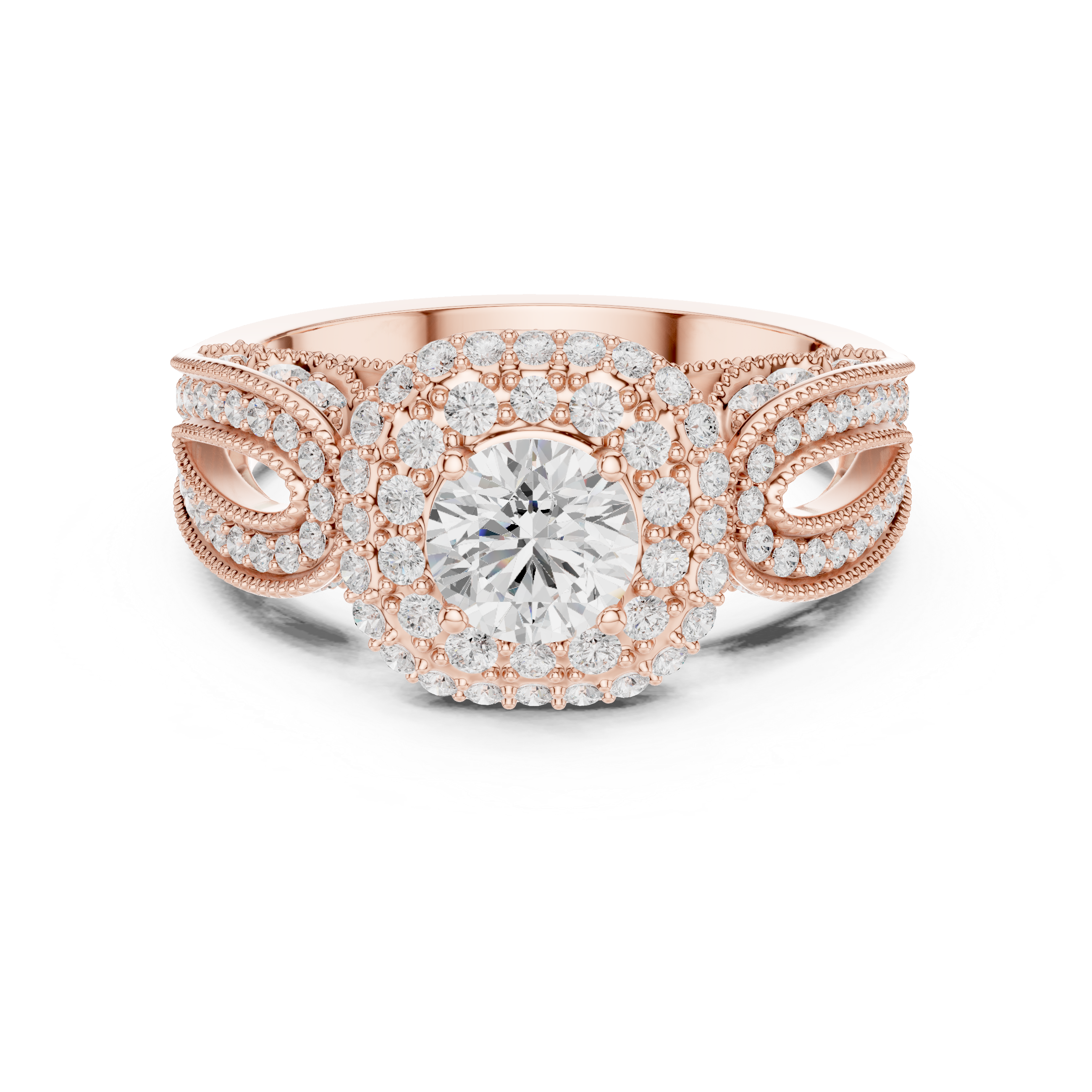 Vintage Double Halo Diamond Engagement Ring