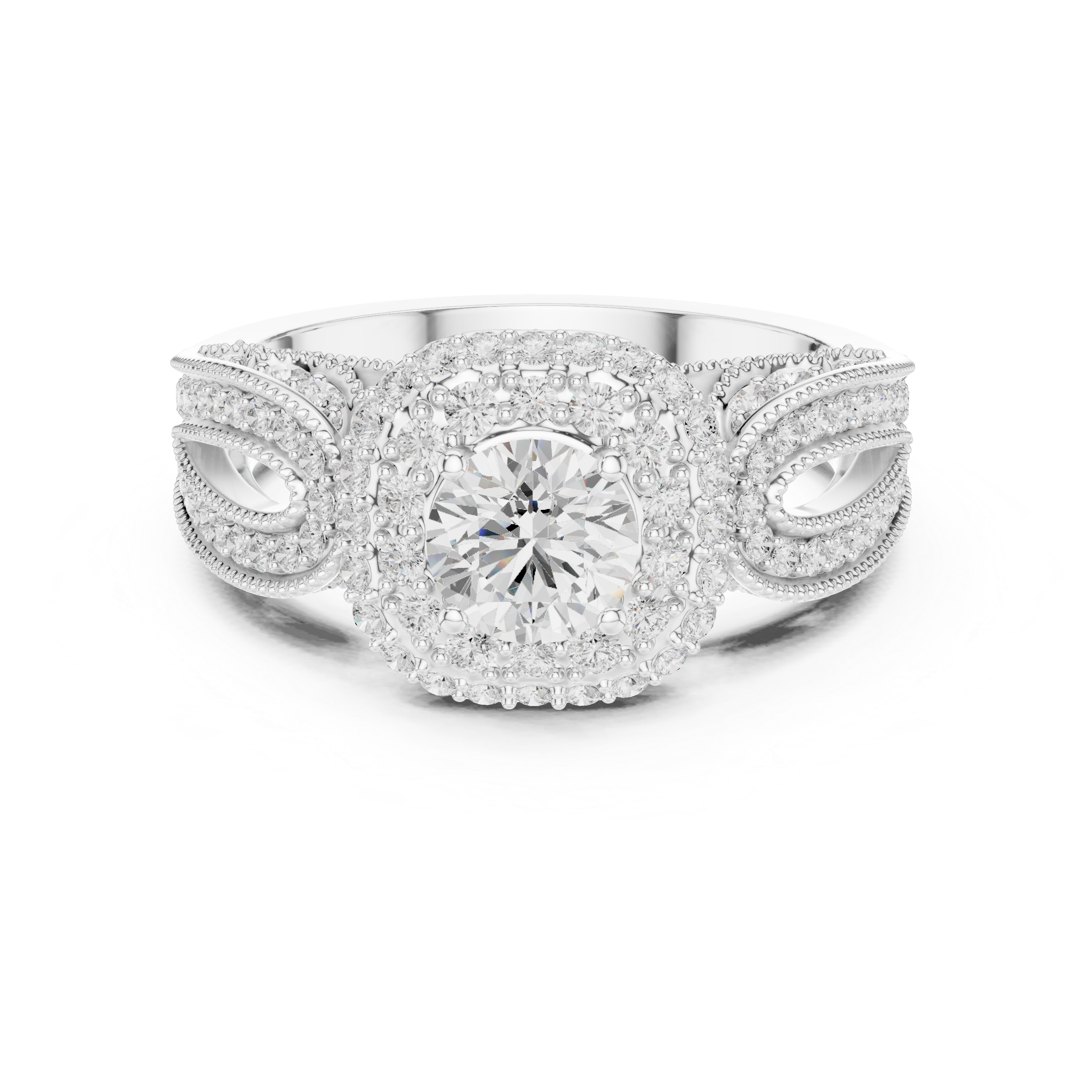 Vintage Double Halo Diamond Engagement Ring