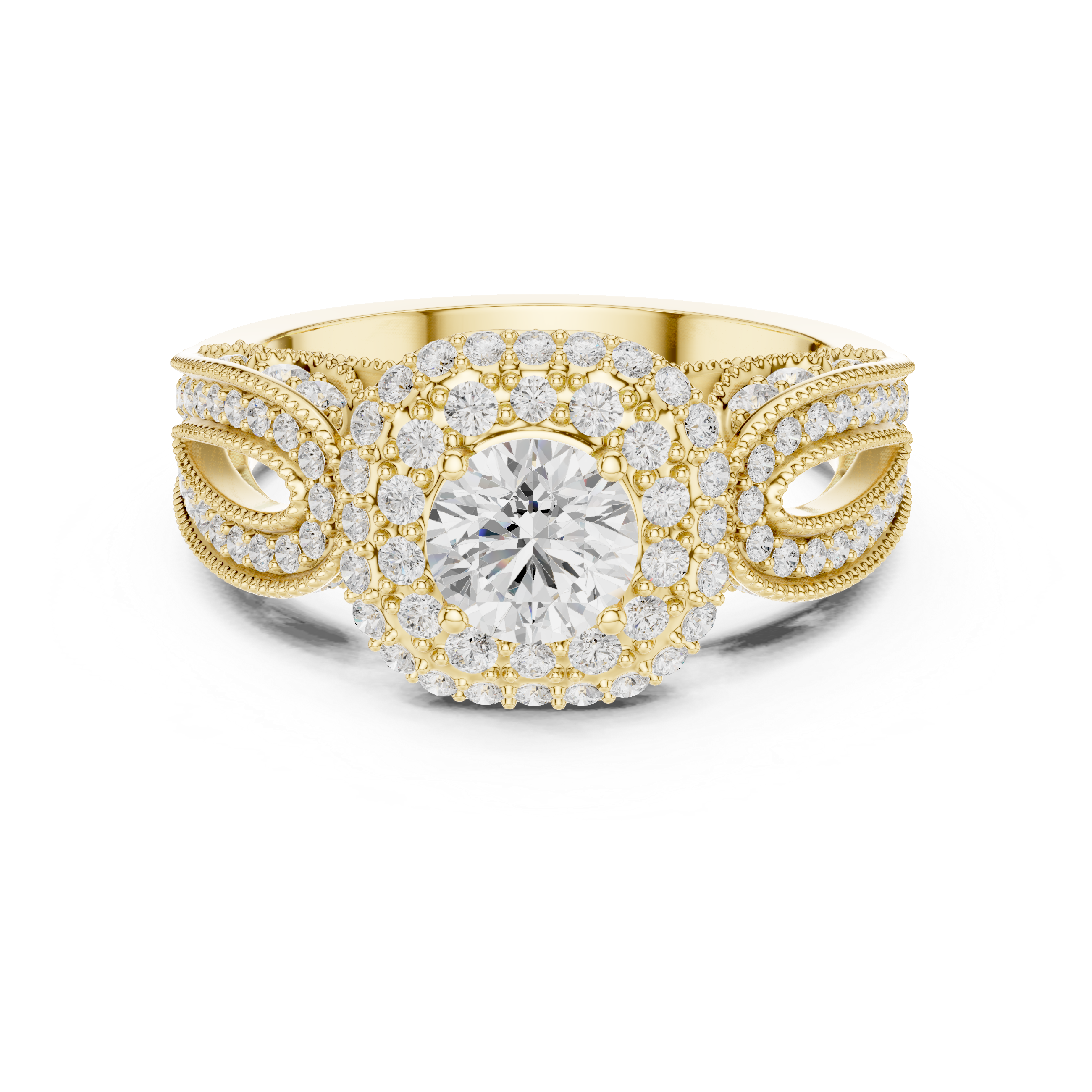Vintage Double Halo Diamond Engagement Ring