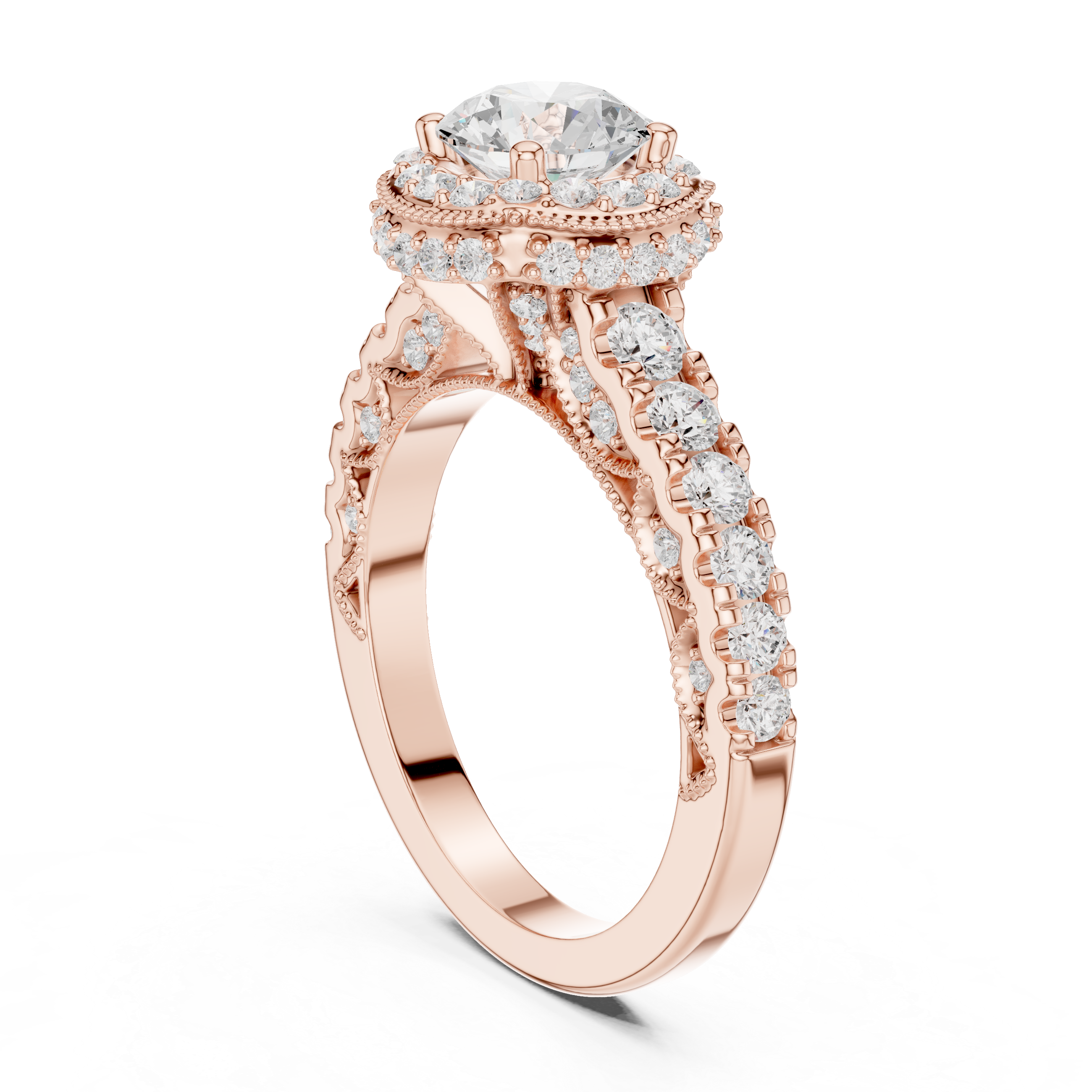 Vintage Halo Diamond Engagement Ring