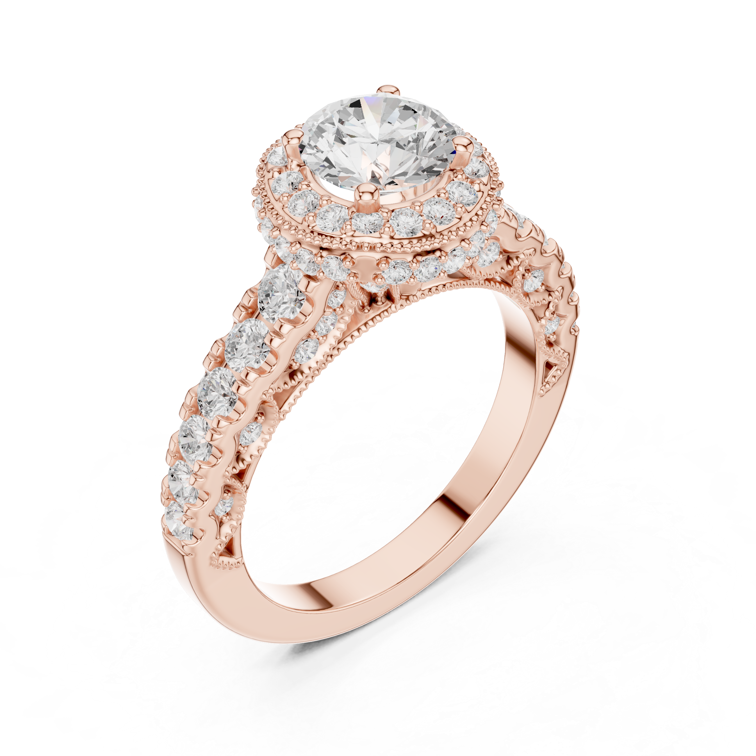 Vintage Halo Diamond Engagement Ring