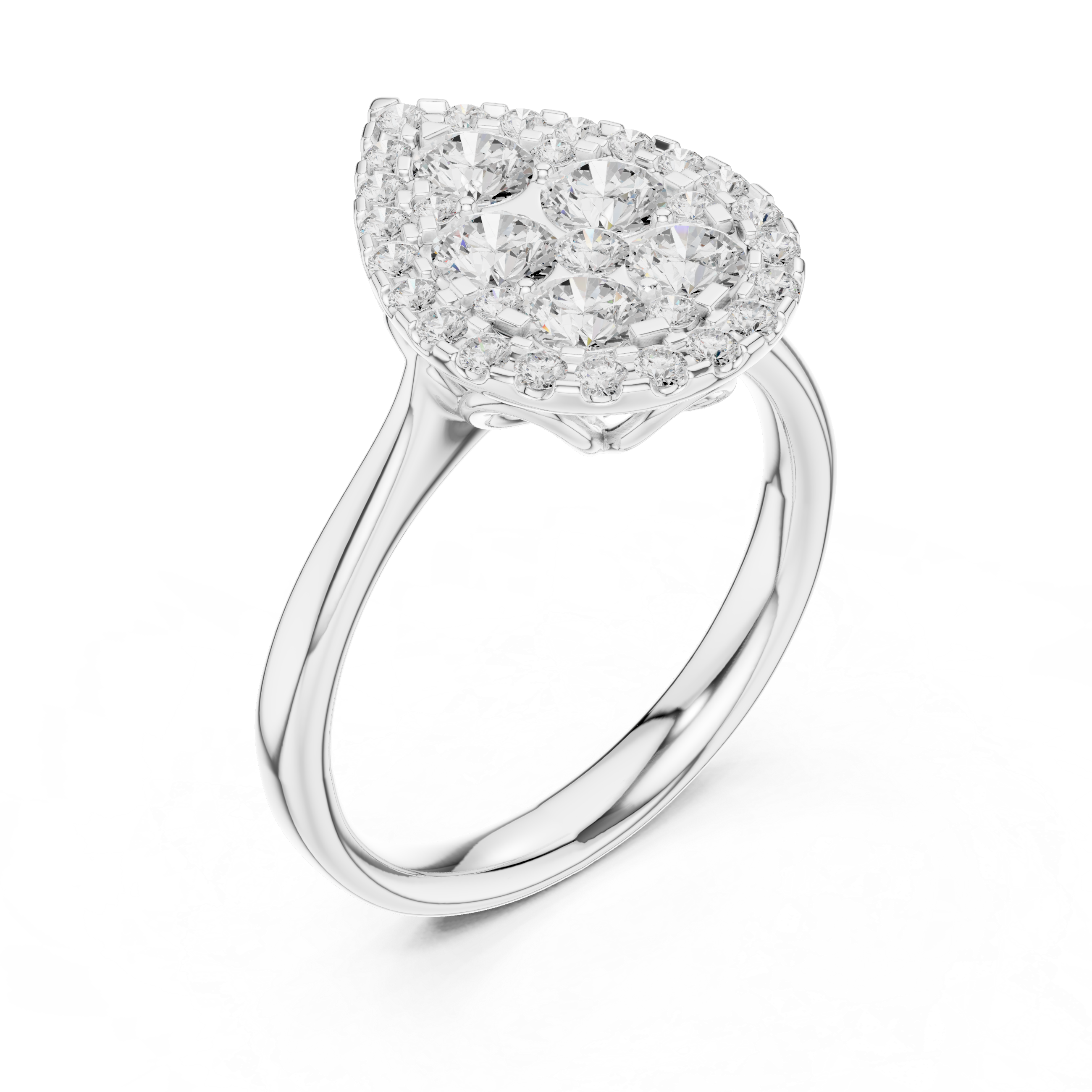 Luxury Pear Diamond Cluster Ring